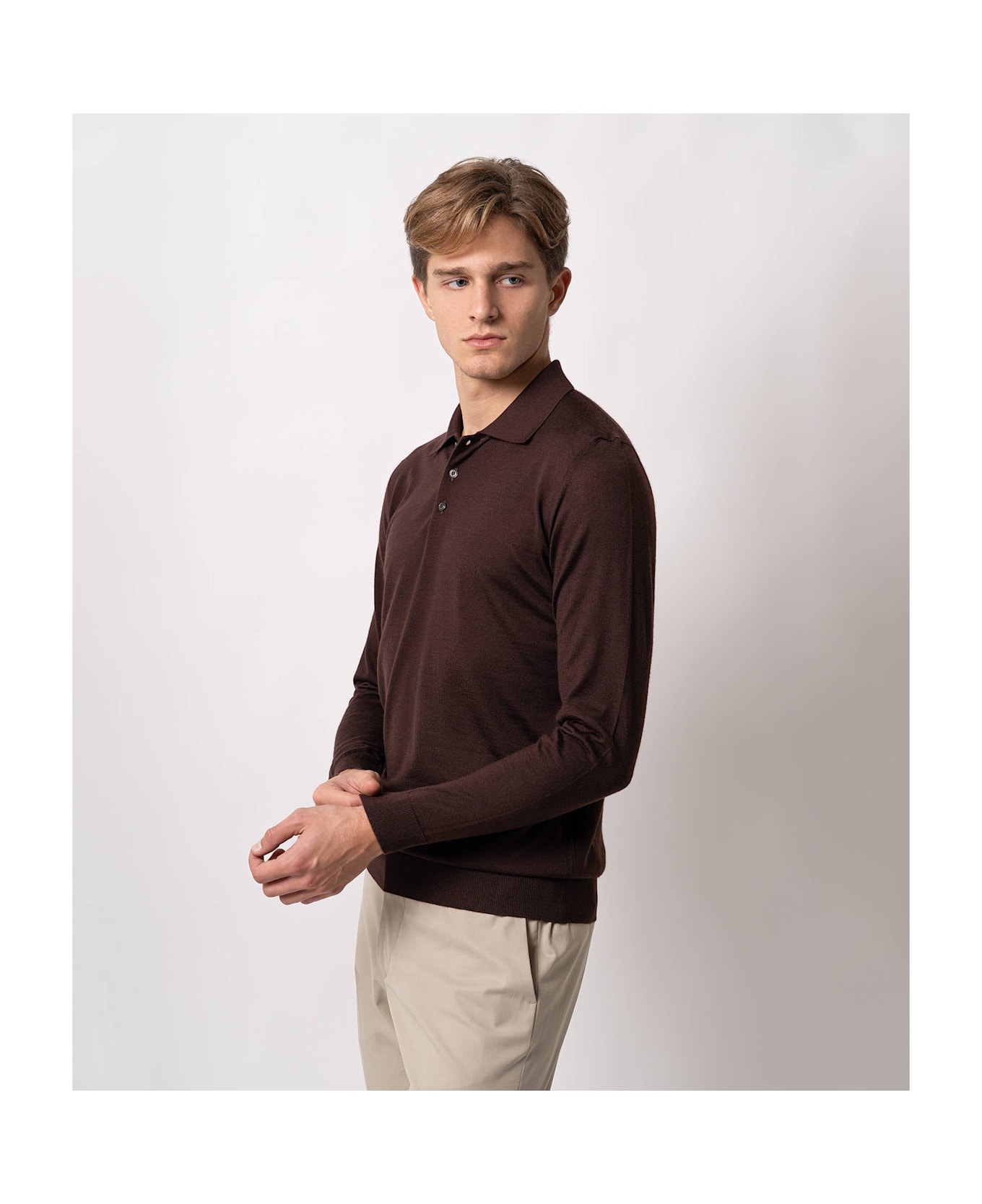 Larusmiani Long Sleeve Polo 
coppa Europa
 Sweater - DarkBrown