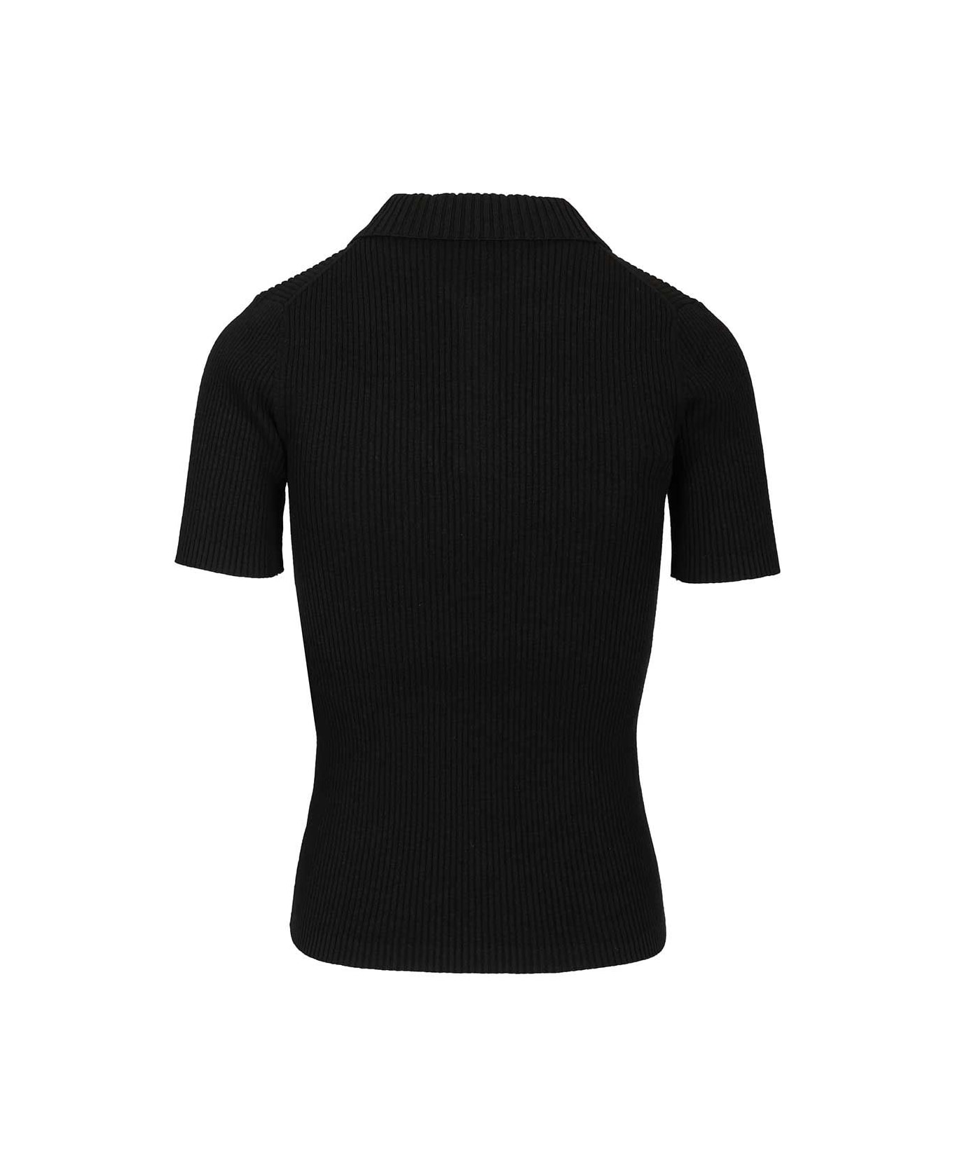 Maison Kitsuné Wool And Cotton Polo Shirt - BLACK
