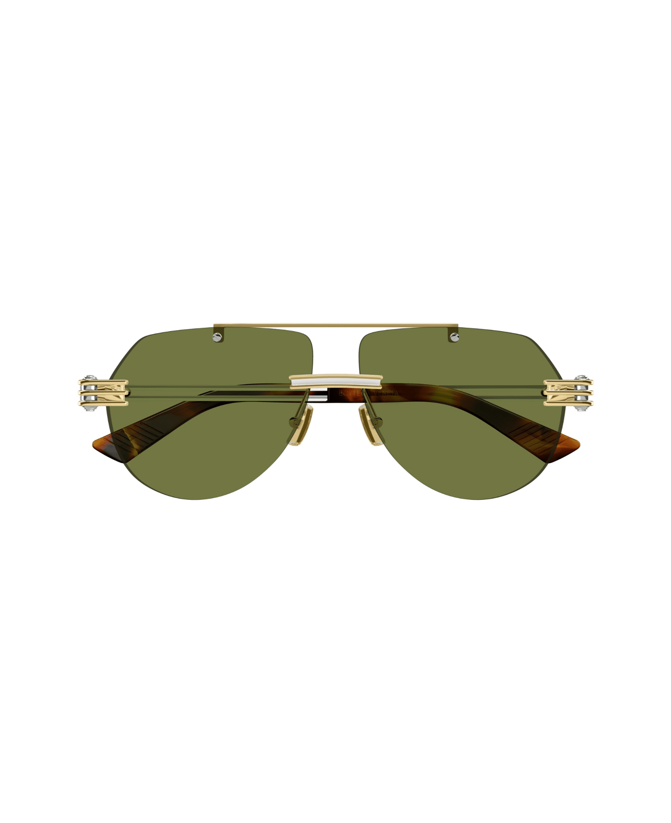 Bottega Veneta Eyewear Bottega Veneta Bv1342s Linea Unapologetic 003 Gold Silver Green Sunglasses - Oro