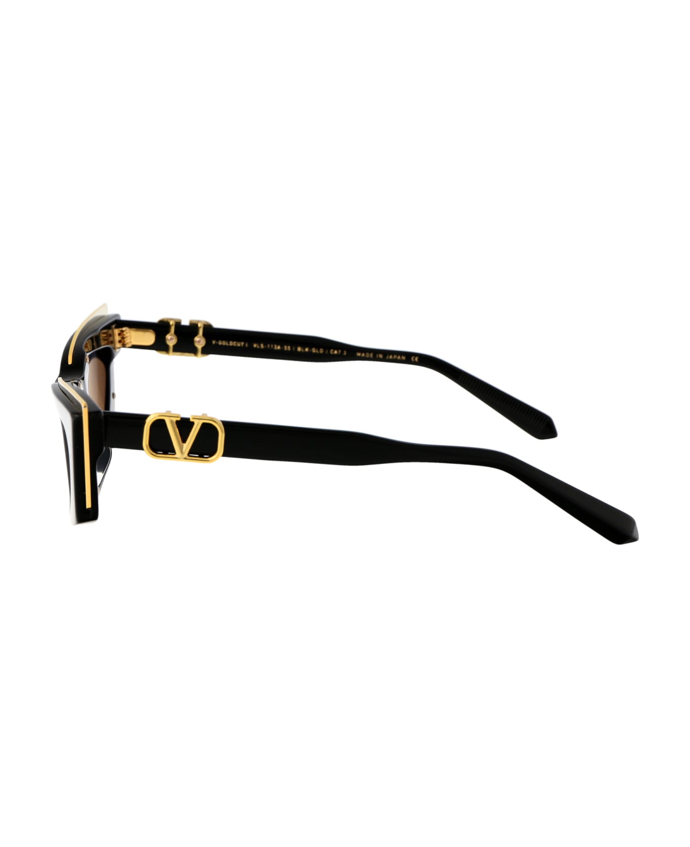 Valentino Eyewear V - Goldcut - I Sunglasses - 113A BLACK - YELLOW GOLD W/ DARK GREY - AR