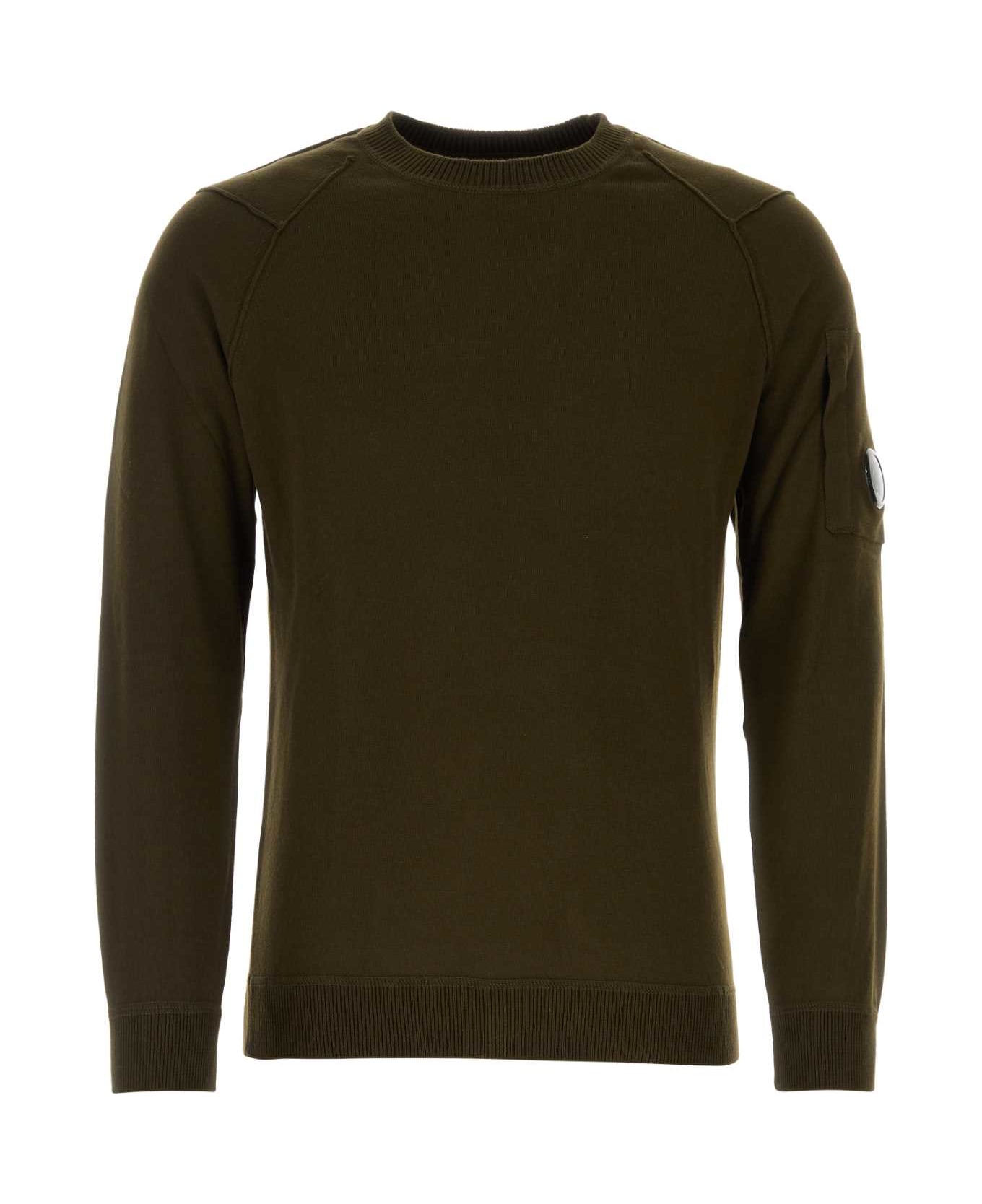 C.P. Company Dark Green Cotton Sweater - IVYGREEN