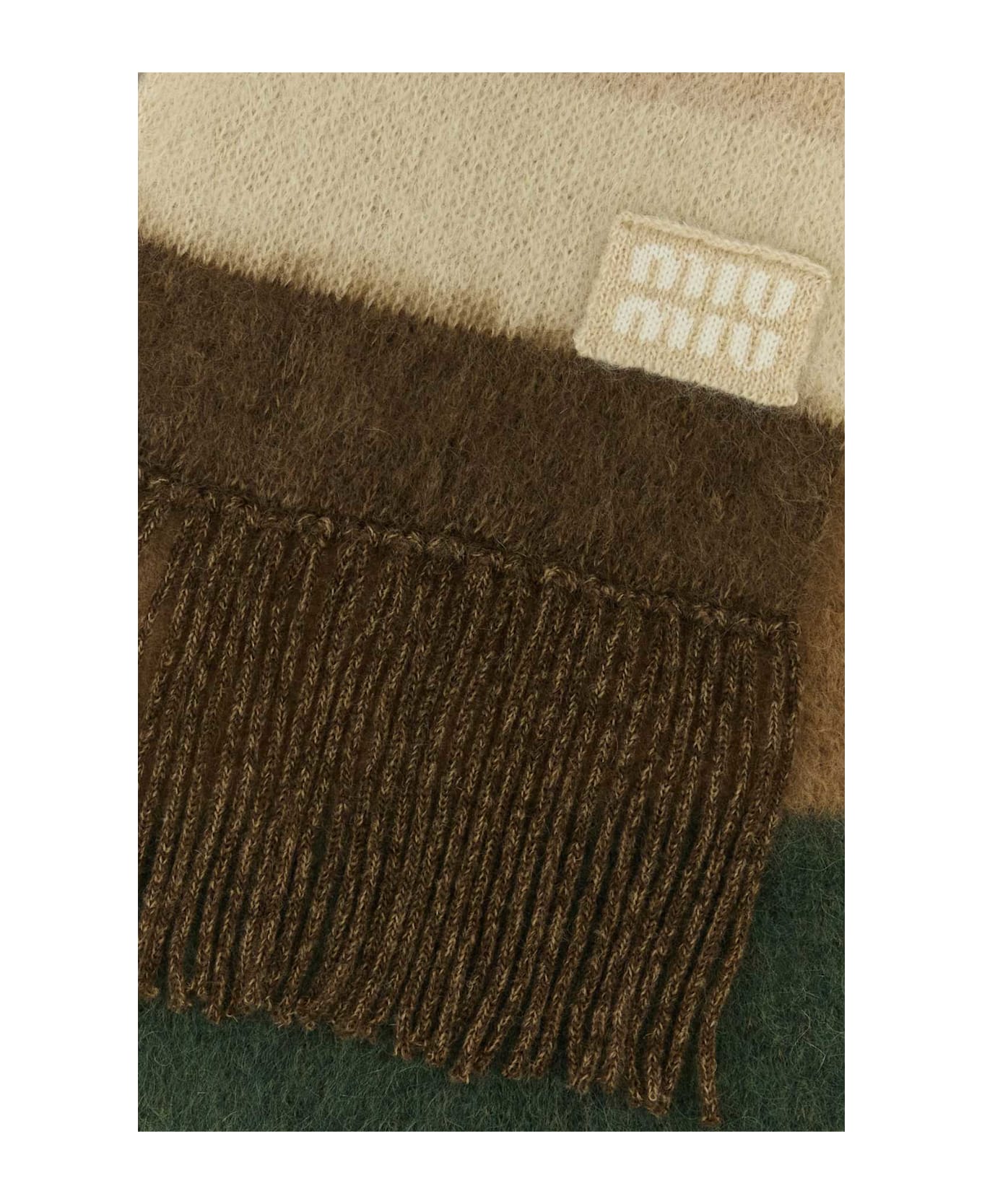 Miu Miu Embroidered Mohair Blend Scarf - COGNACTUNDRA