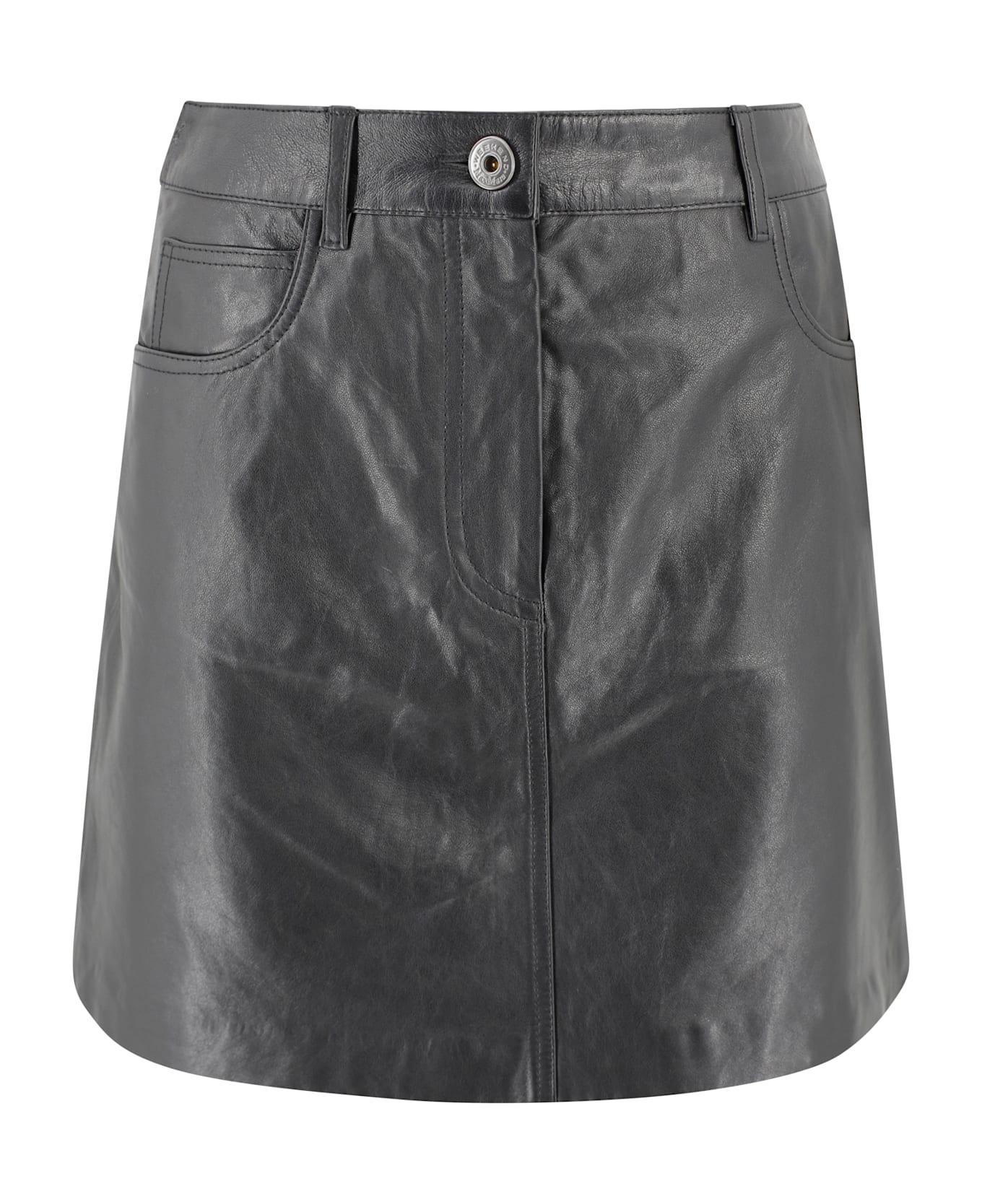 Weekend Max Mara Nappa Leather Mini Skirt - Black