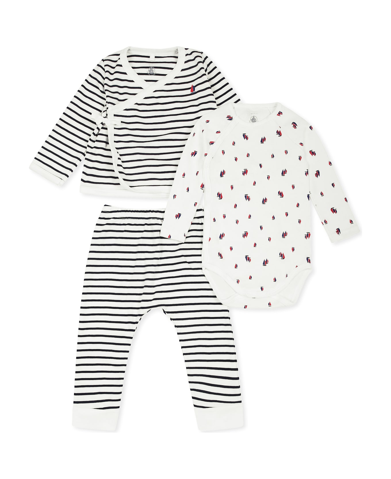 Petit Bateau Multicolor Newborn Suit For Baby Boy With Sailboat - Multicolor