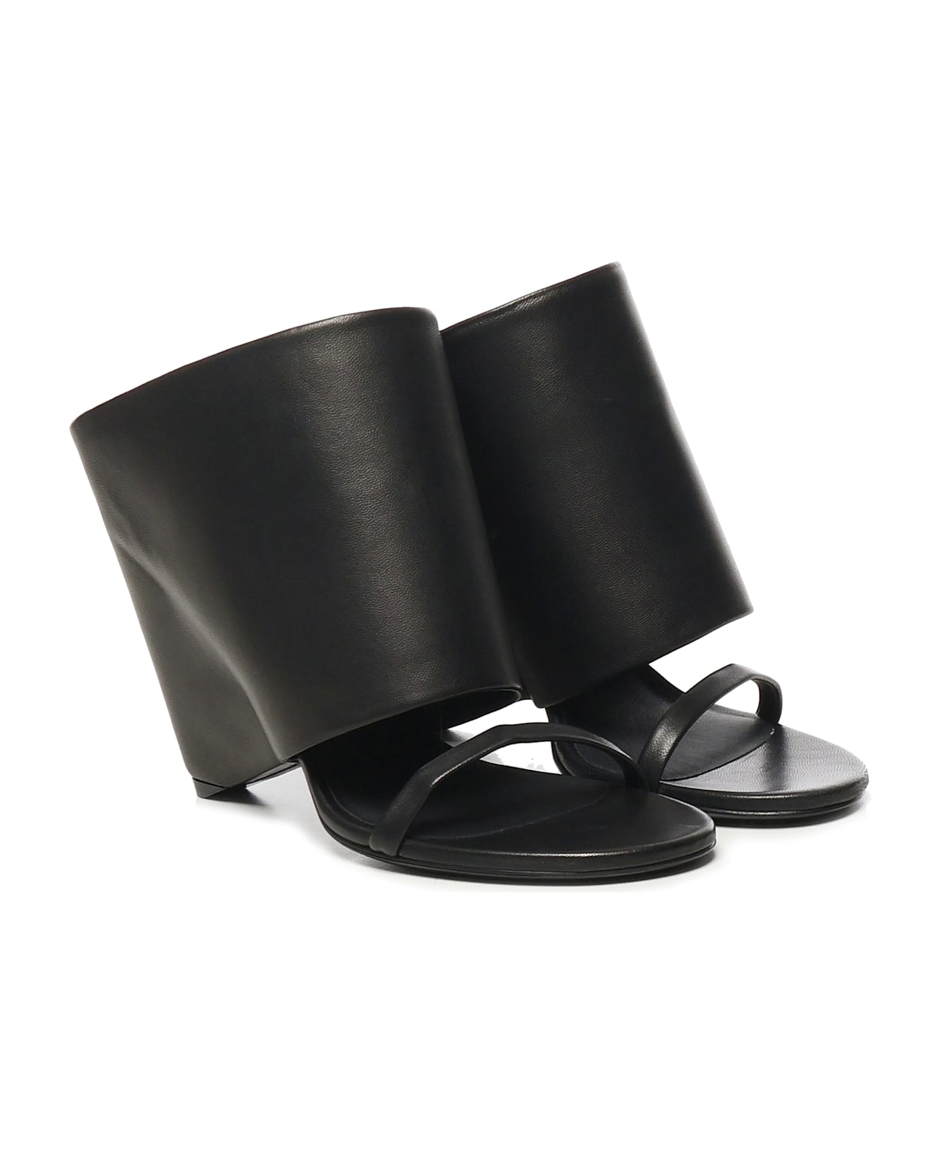 Courrèges Leather Wedge Mules - Black
