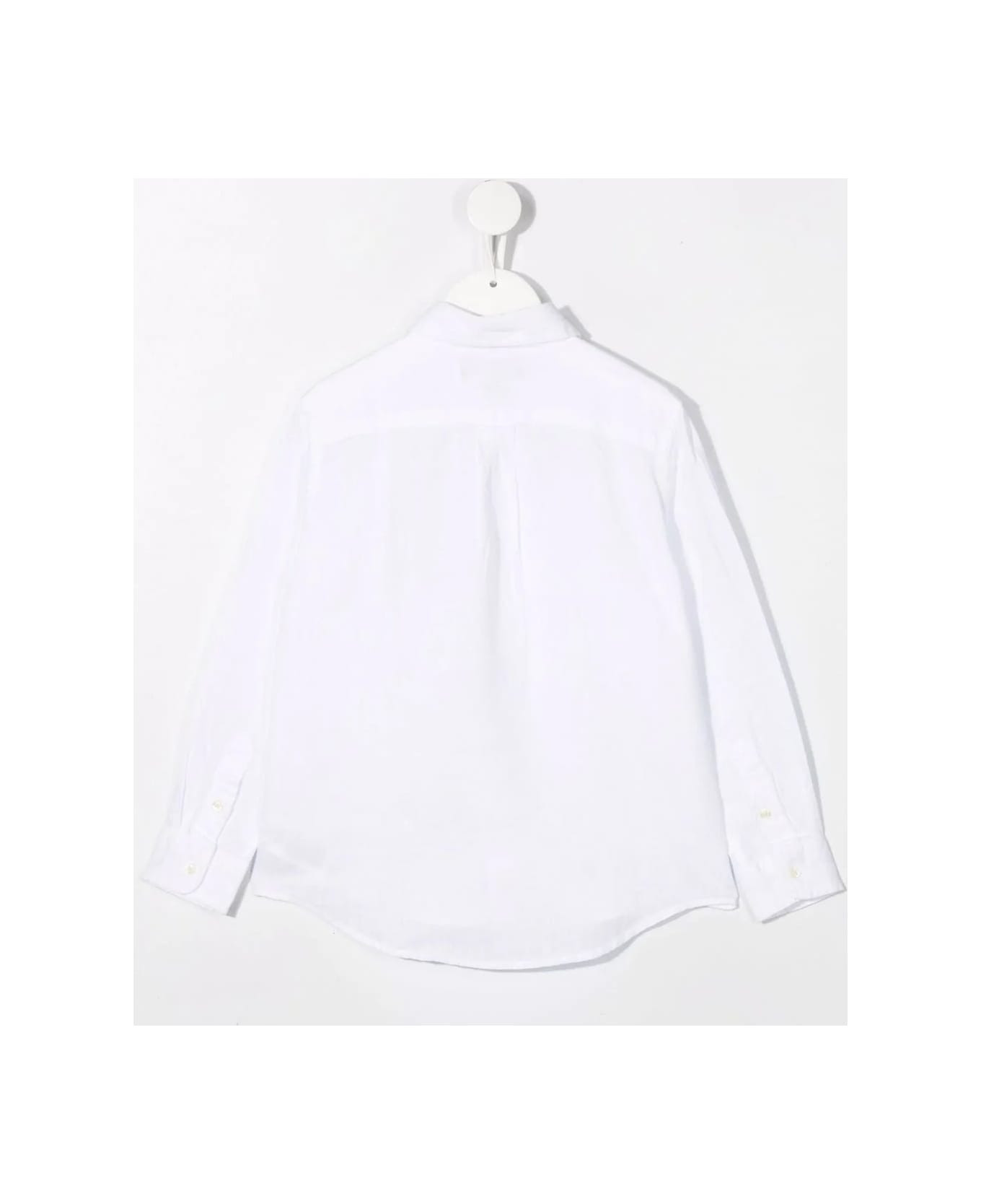 Ralph Lauren White Linen Shirt With Embroidered Pony - White