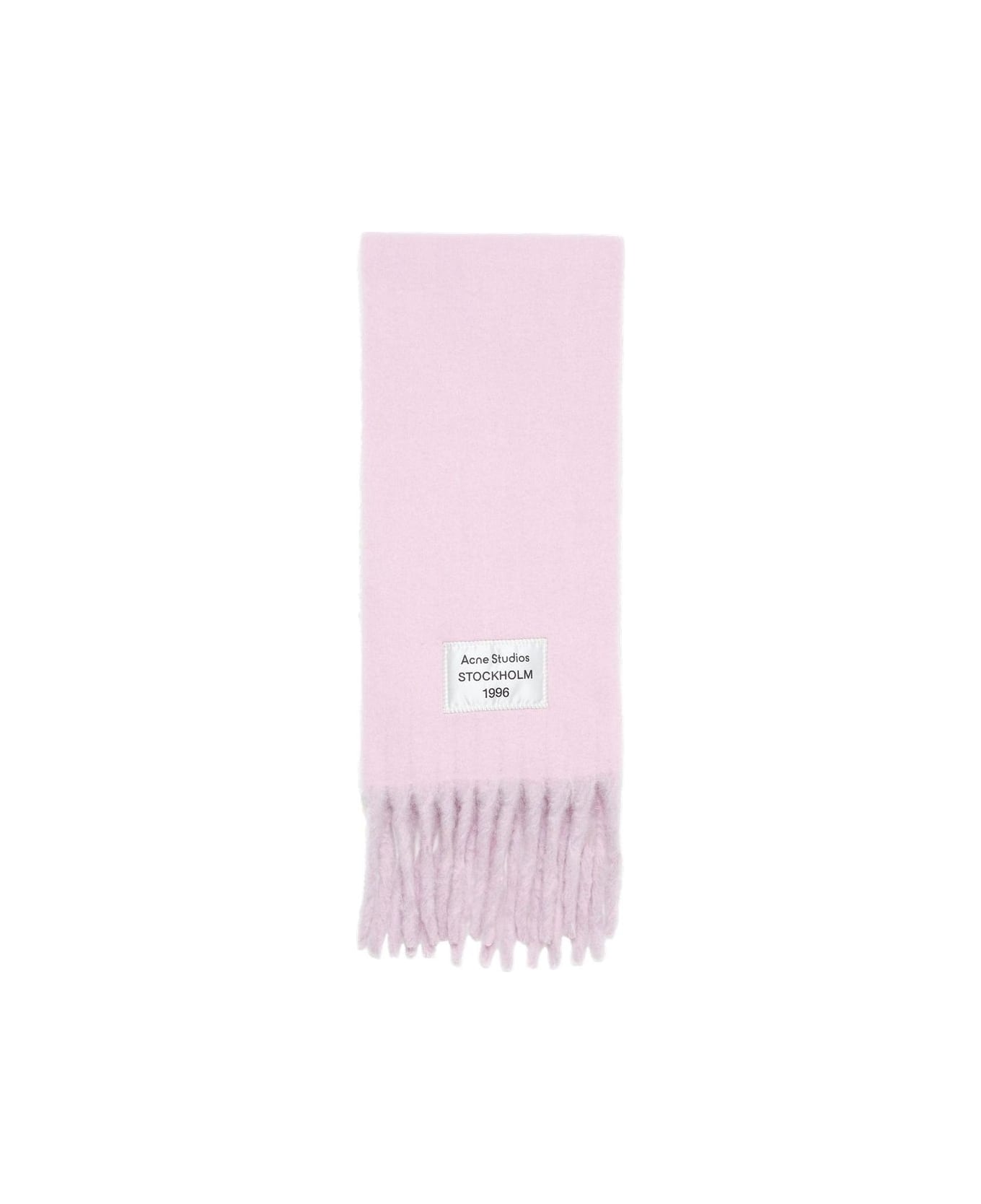 Acne Studios Logo Patch Fringed Scarf - Pink