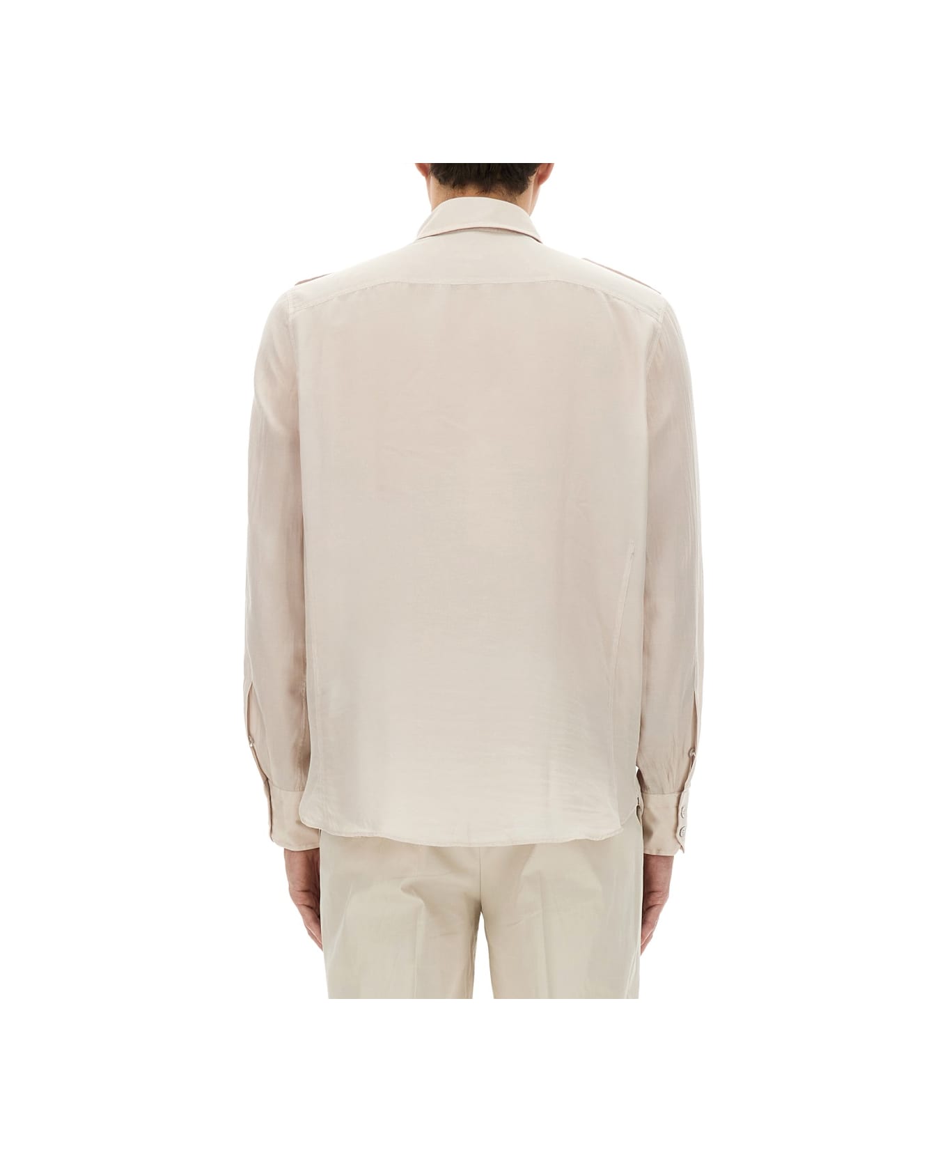 Tom Ford Cotton And Silk Military Shirt - BEIGE