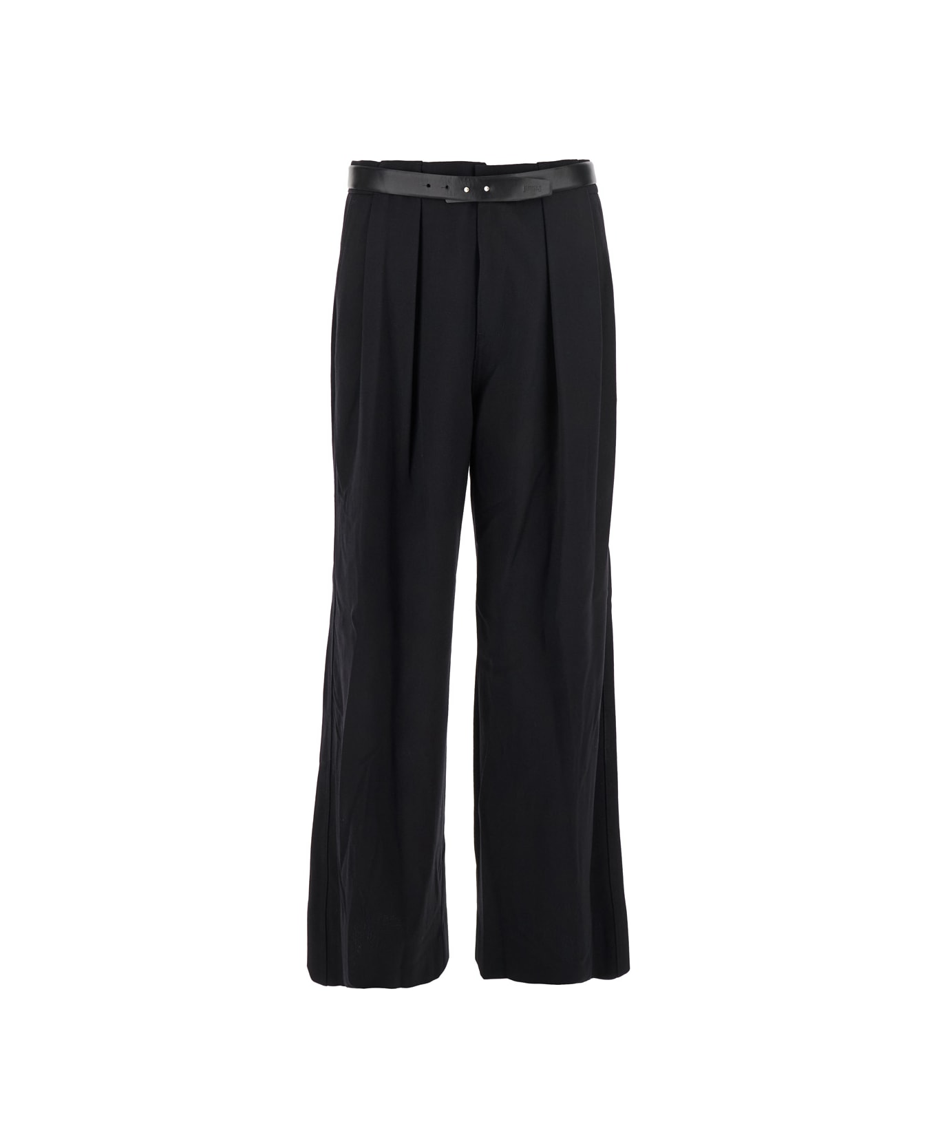 Juun.J Wool Blended Pants With Belt - Blu