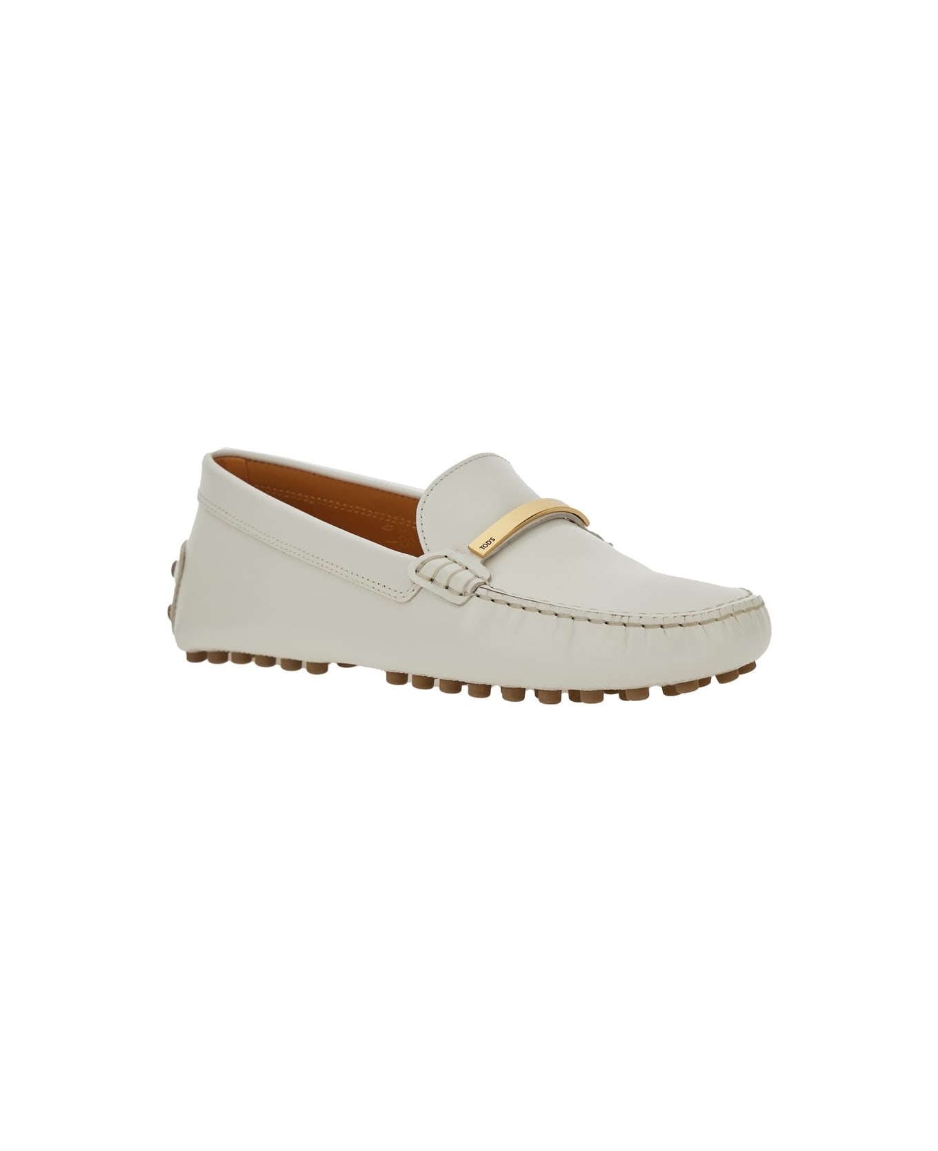 Tod's Loafers With Logo Plaque - White