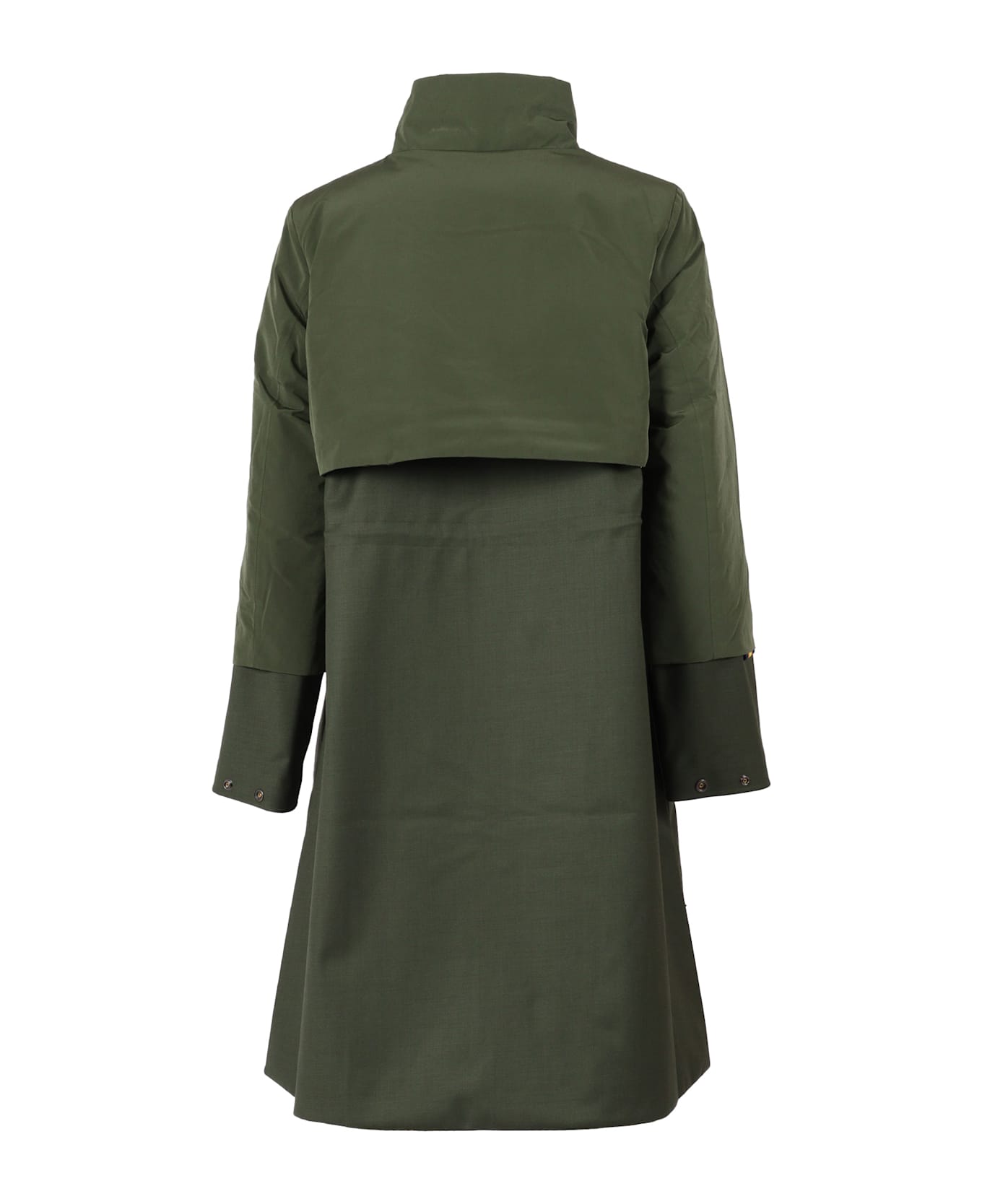 K-Way Ella Wool Nylon Mix Down Jacket - GREEN