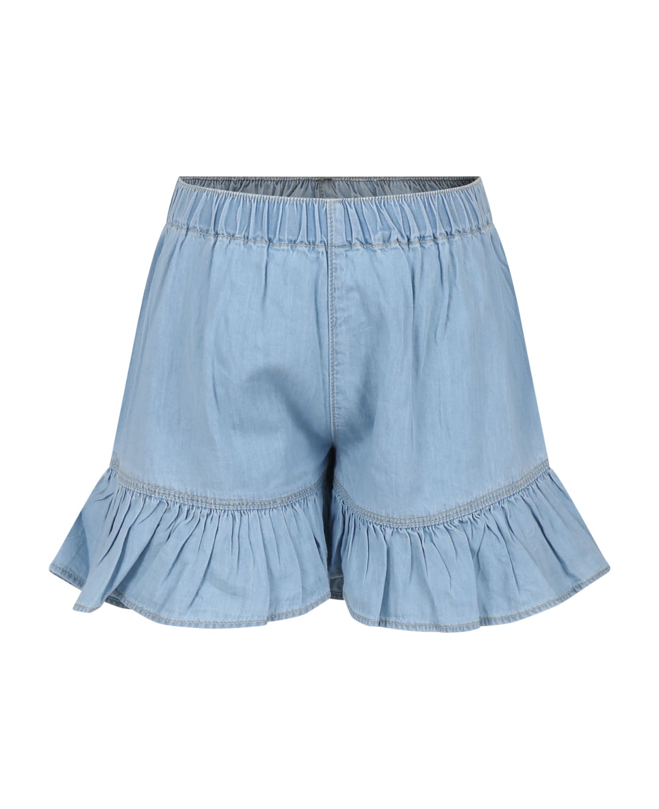Molo Blue Shorts For Girl - Denim ボトムス
