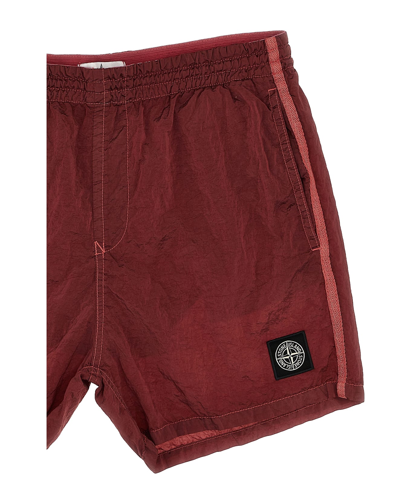Stone Island Junior Logo Swimsuit - Bordeaux