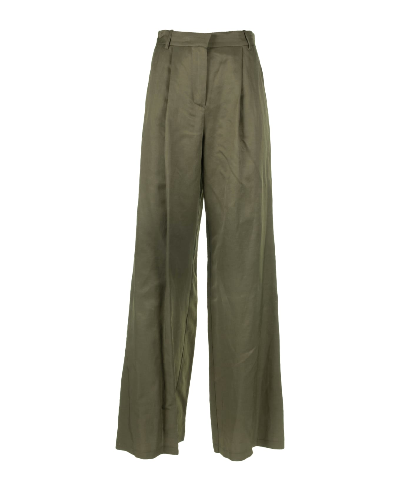 Kaos Military Green High-waisted Wide Leg Trousers - MILITARE