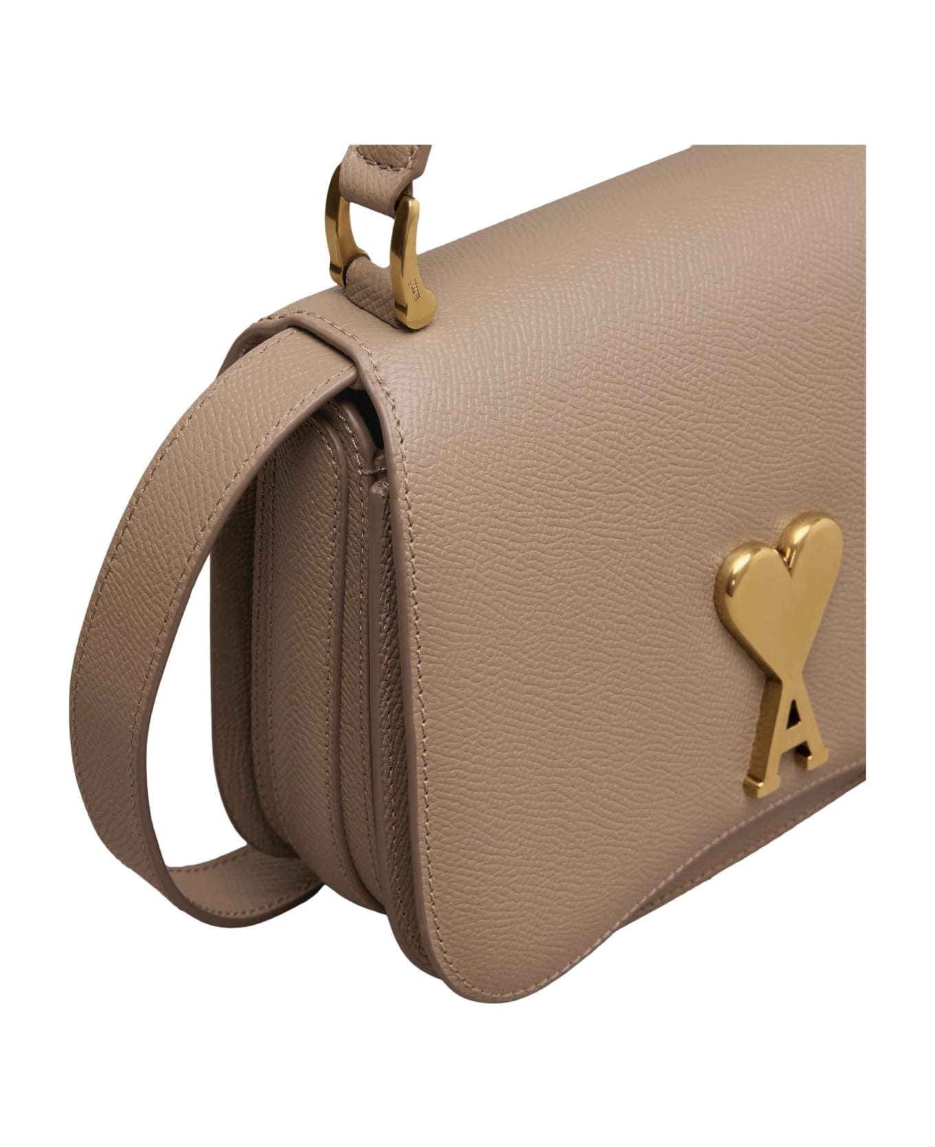 Ami Alexandre Mattiussi Mini Paris Paris Bag In Grained Leather - Brown