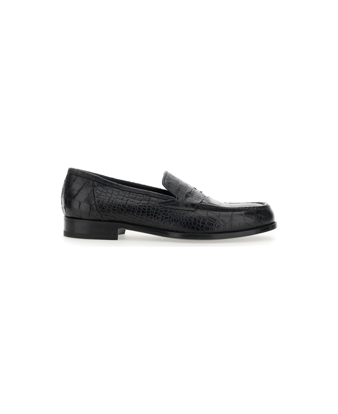 Lidfort 
luisiana
 Black Loafers With Embossed Crocodile Effect In Leather Man - Black
