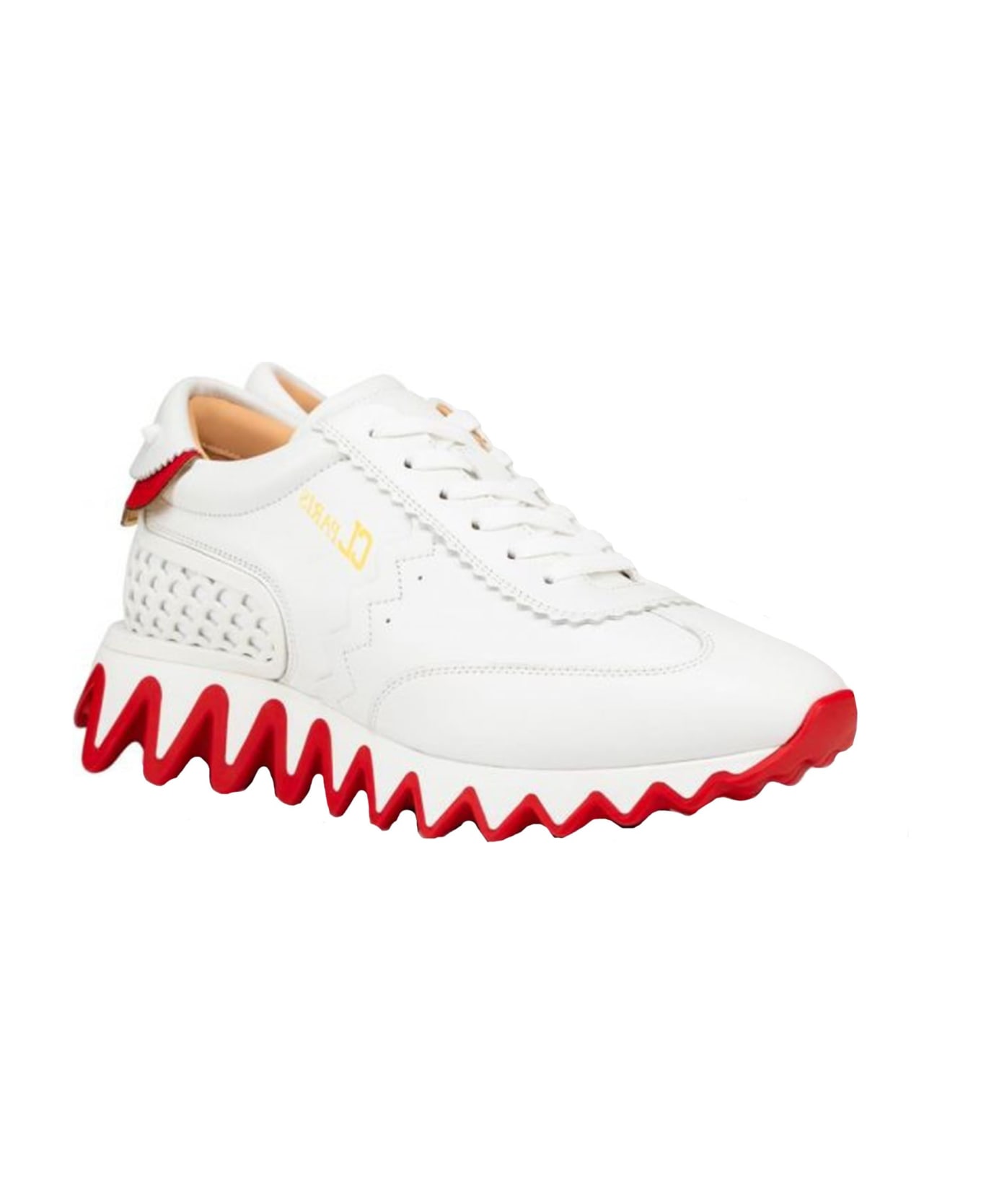 Christian Louboutin White Leather Loubishark Sneakers - WHITE