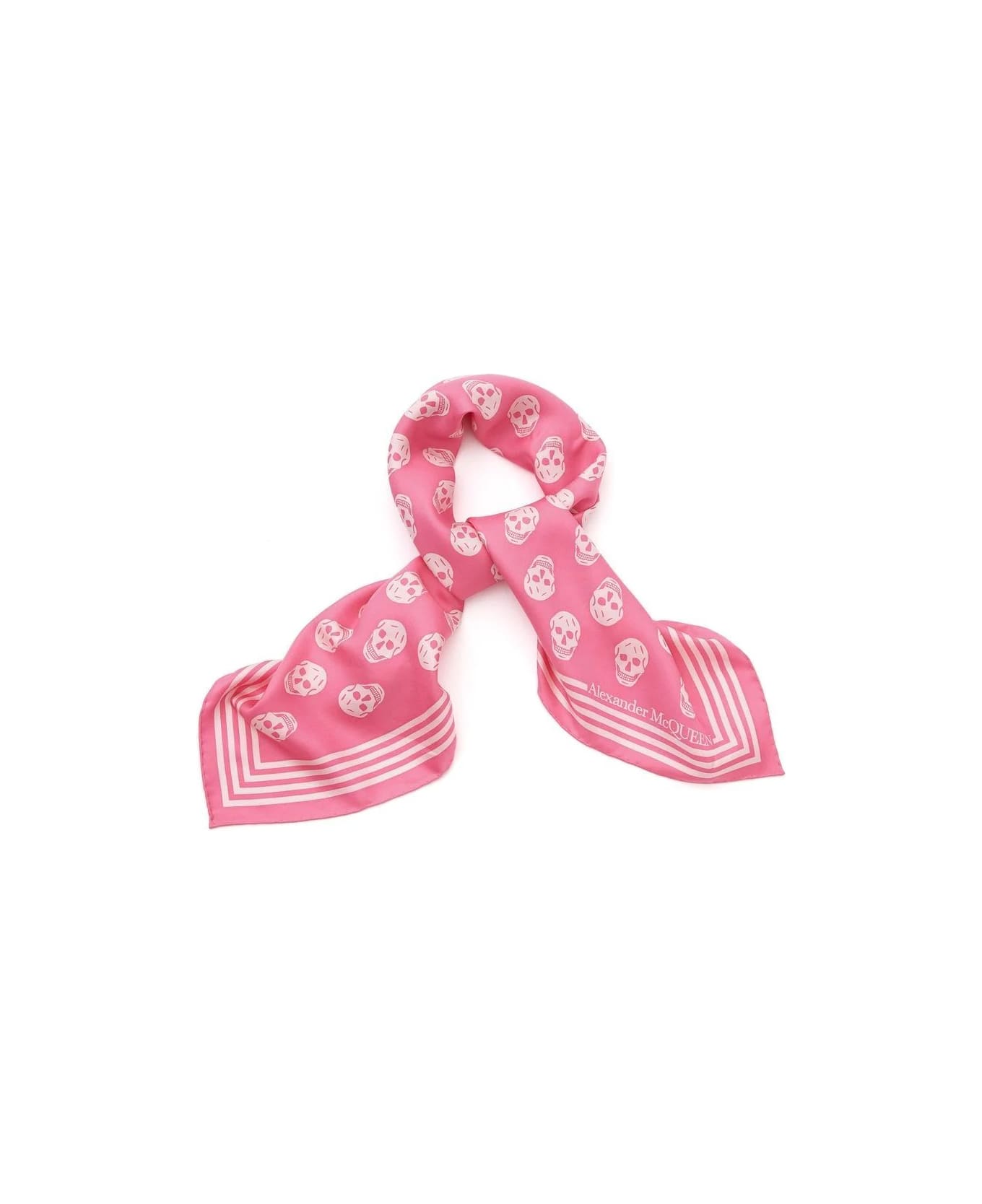 Alexander McQueen Pink Silk Scarf With Skull Pattern - Rosa スカーフ