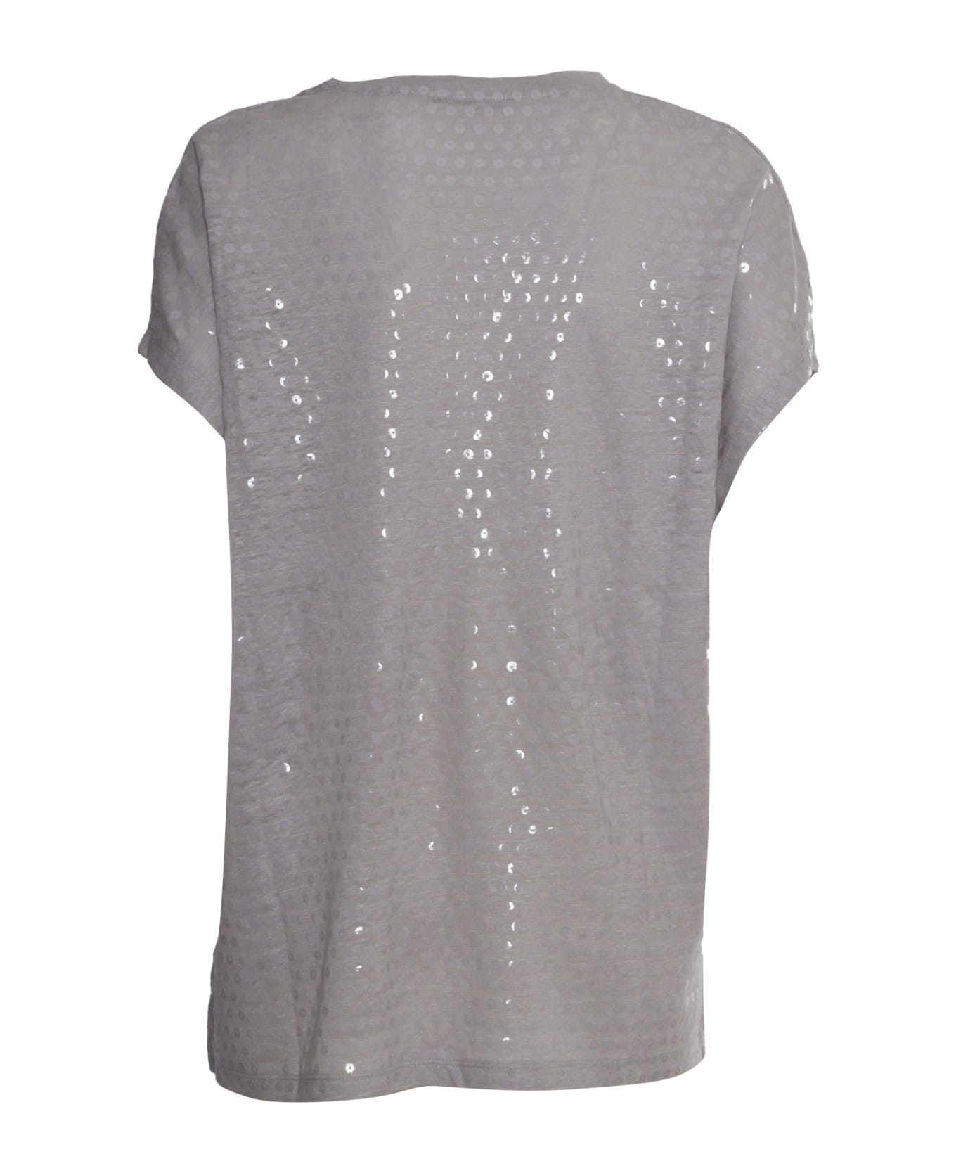 Kangra Grey Linen T-shirt - GREY ニットウェア