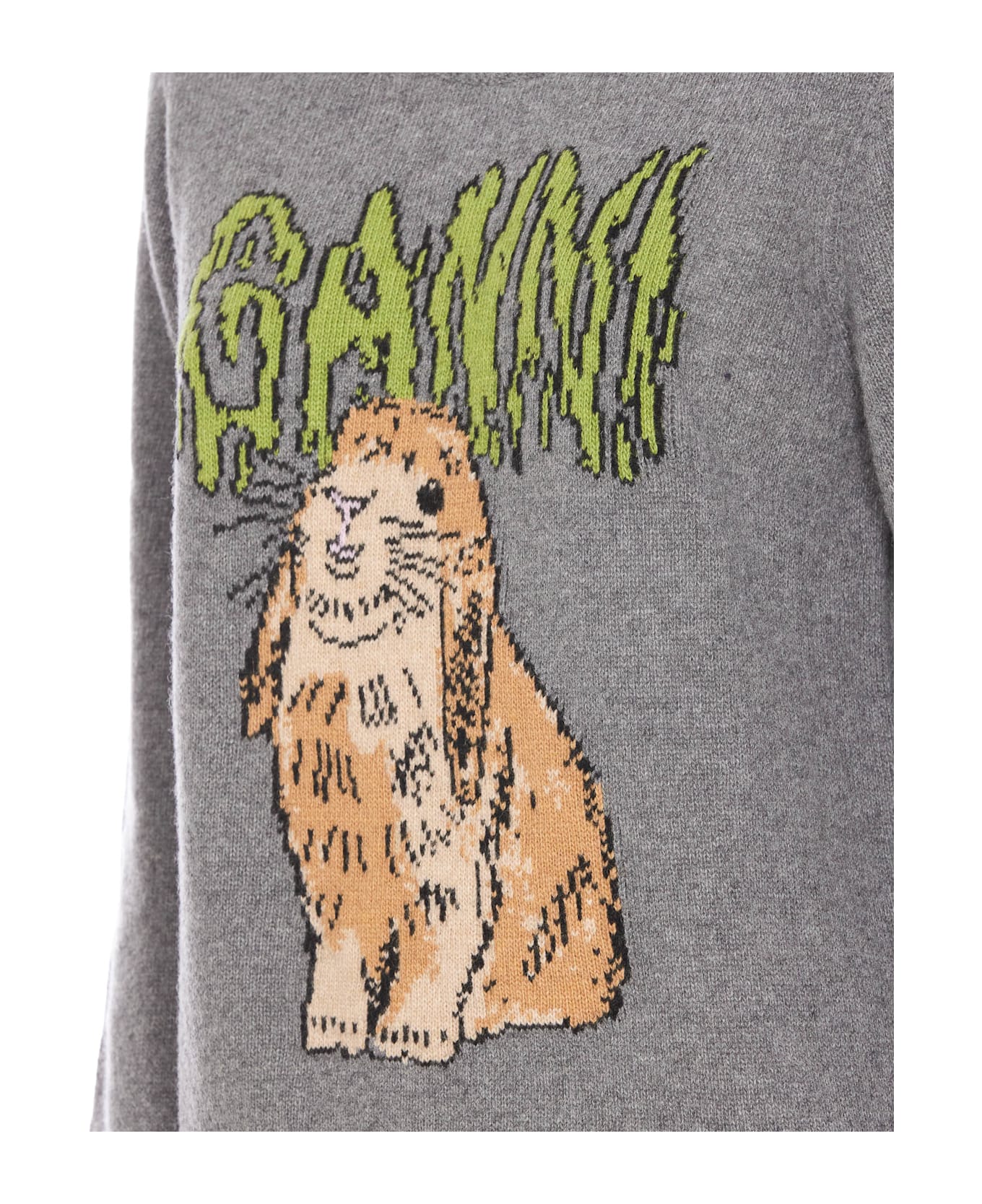 Ganni Graphic Bunny Sweater - Frost Gray ニットウェア