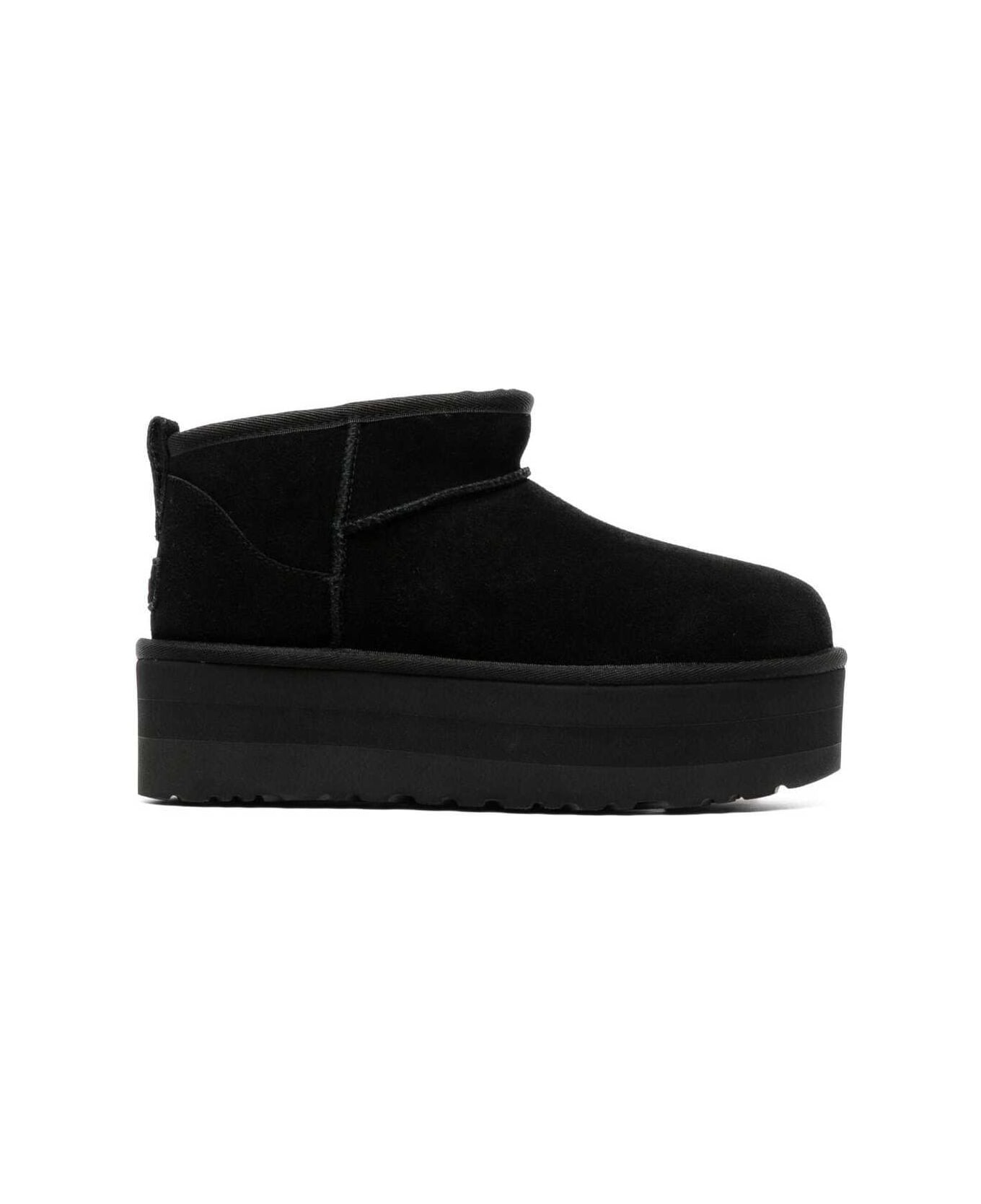 UGG 'ultramini' Black Boots With Platform In Suede Woman - Black