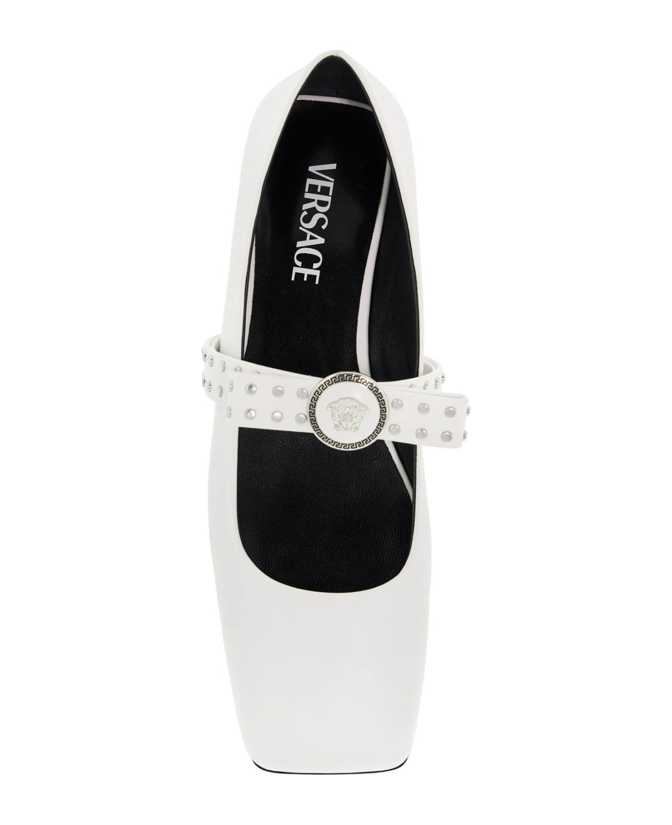 Versace Gianni Ribbon Studded Baller - OPTICAL WHITE-PALLADIUM (White)