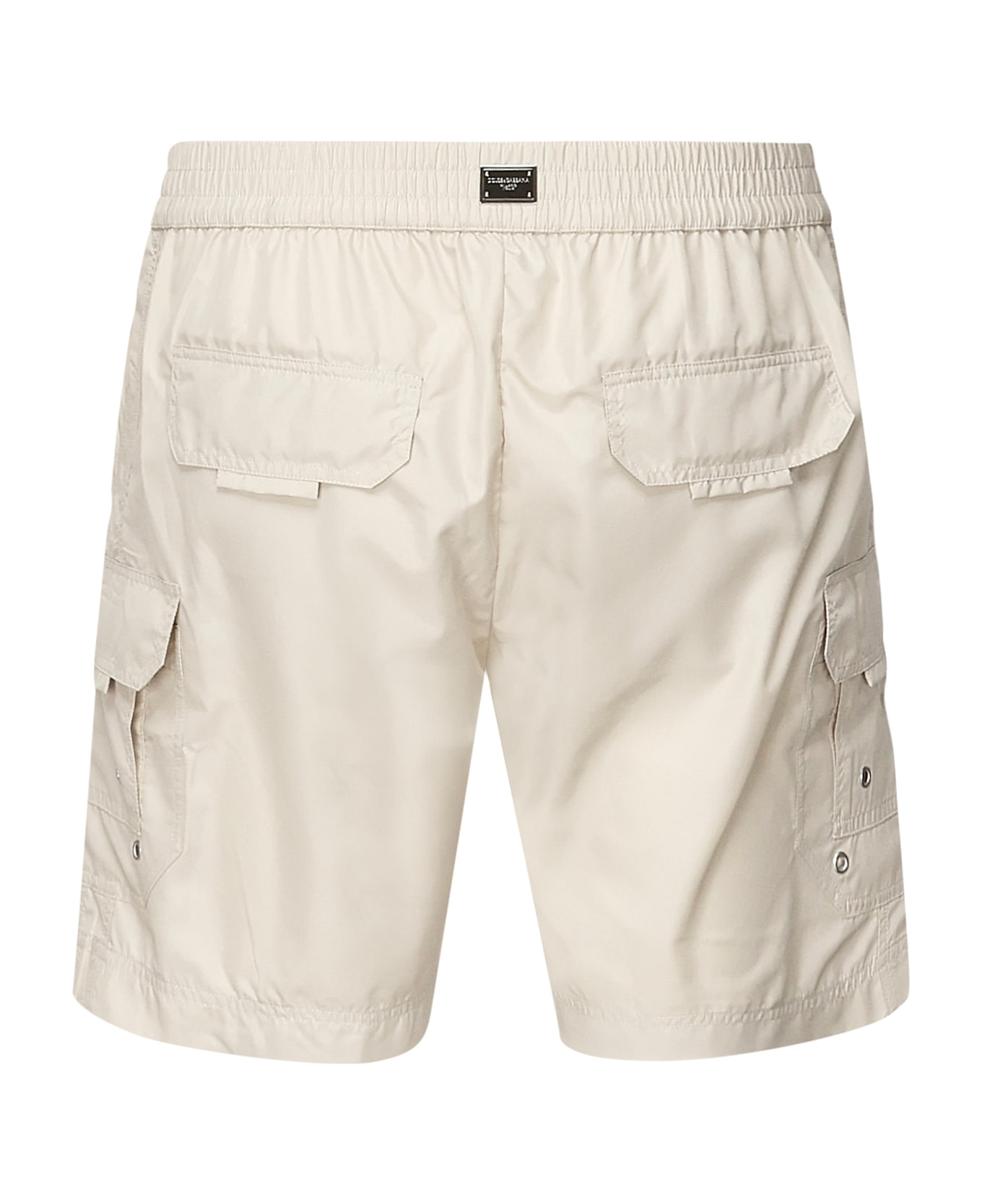 Dolce 
Gabbana Medium Swim Trunks With Logo Plaque - Beige