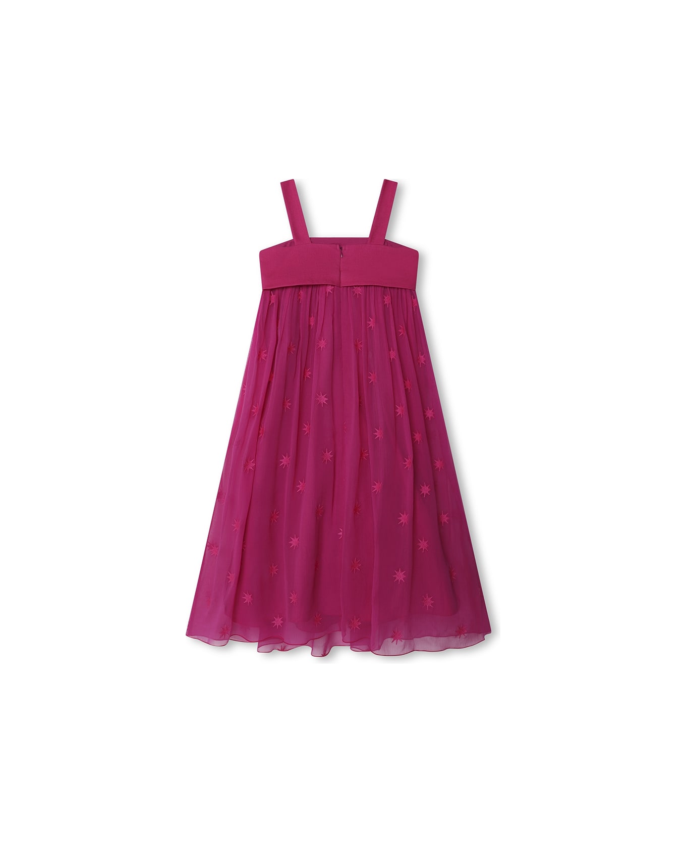 Chloé Fuchsia Silk Dress With Stars Embroidery - Pink