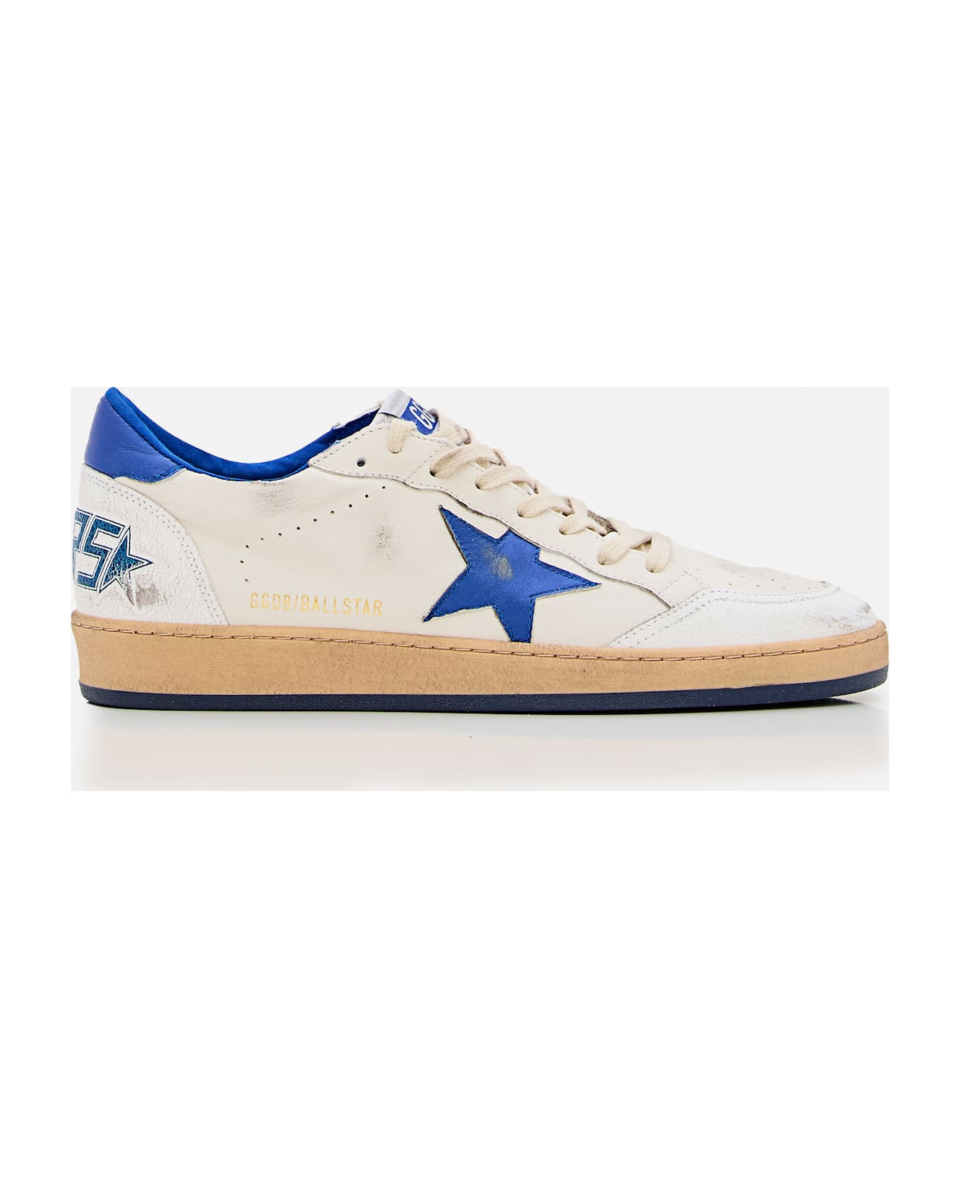Golden Goose Ballstar White Sneakers With Blue Star - White