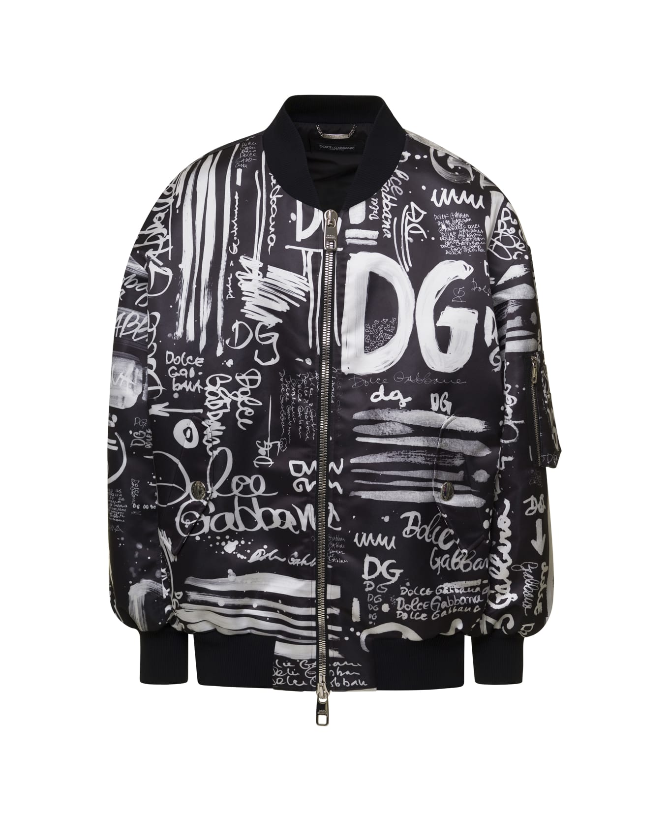 Dolce & Gabbana Look 80 Piumino Graffiti Nylon Print - Black