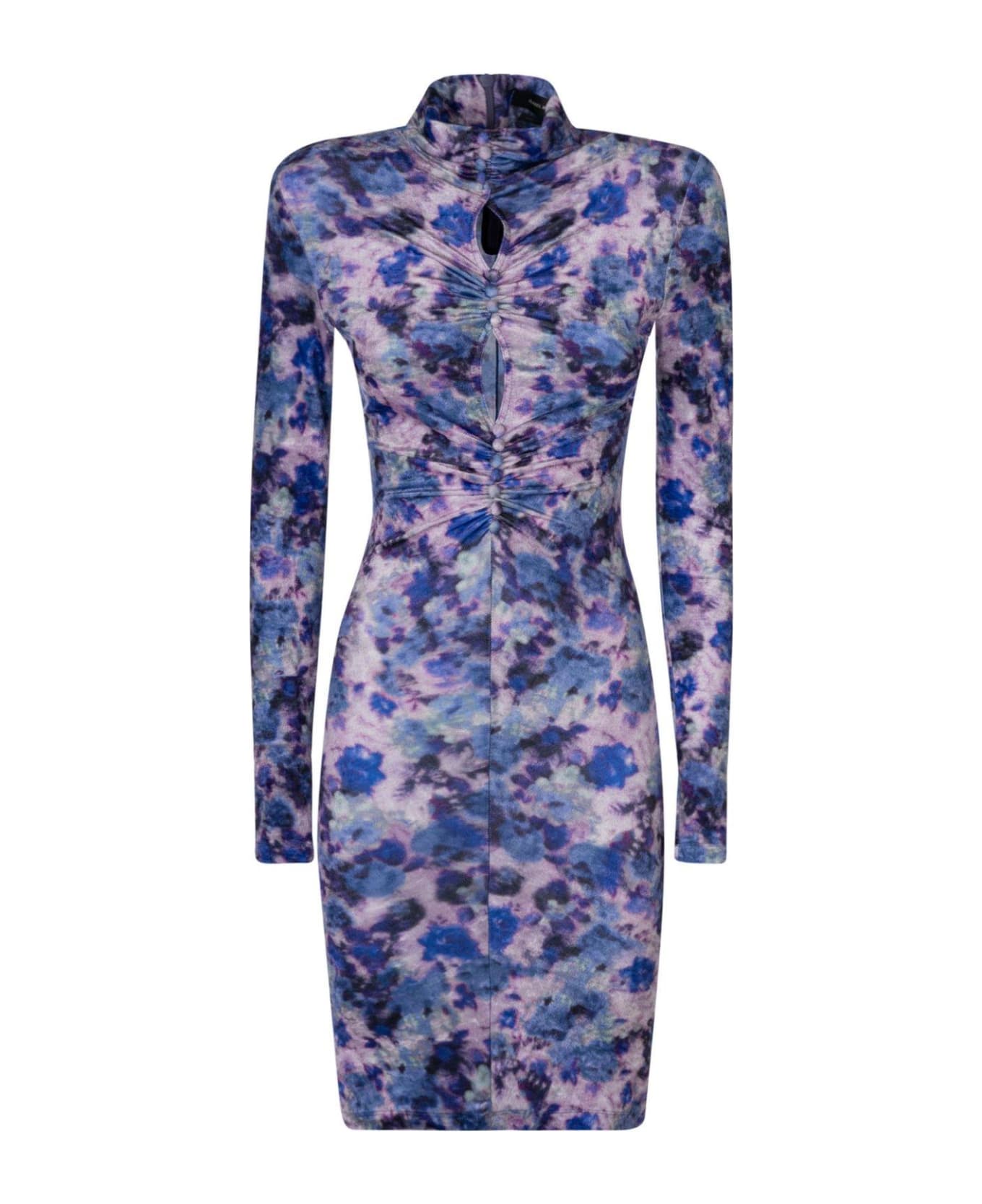 Isabel Marant Printed Cut-out Detailed Mini Dress - Purple