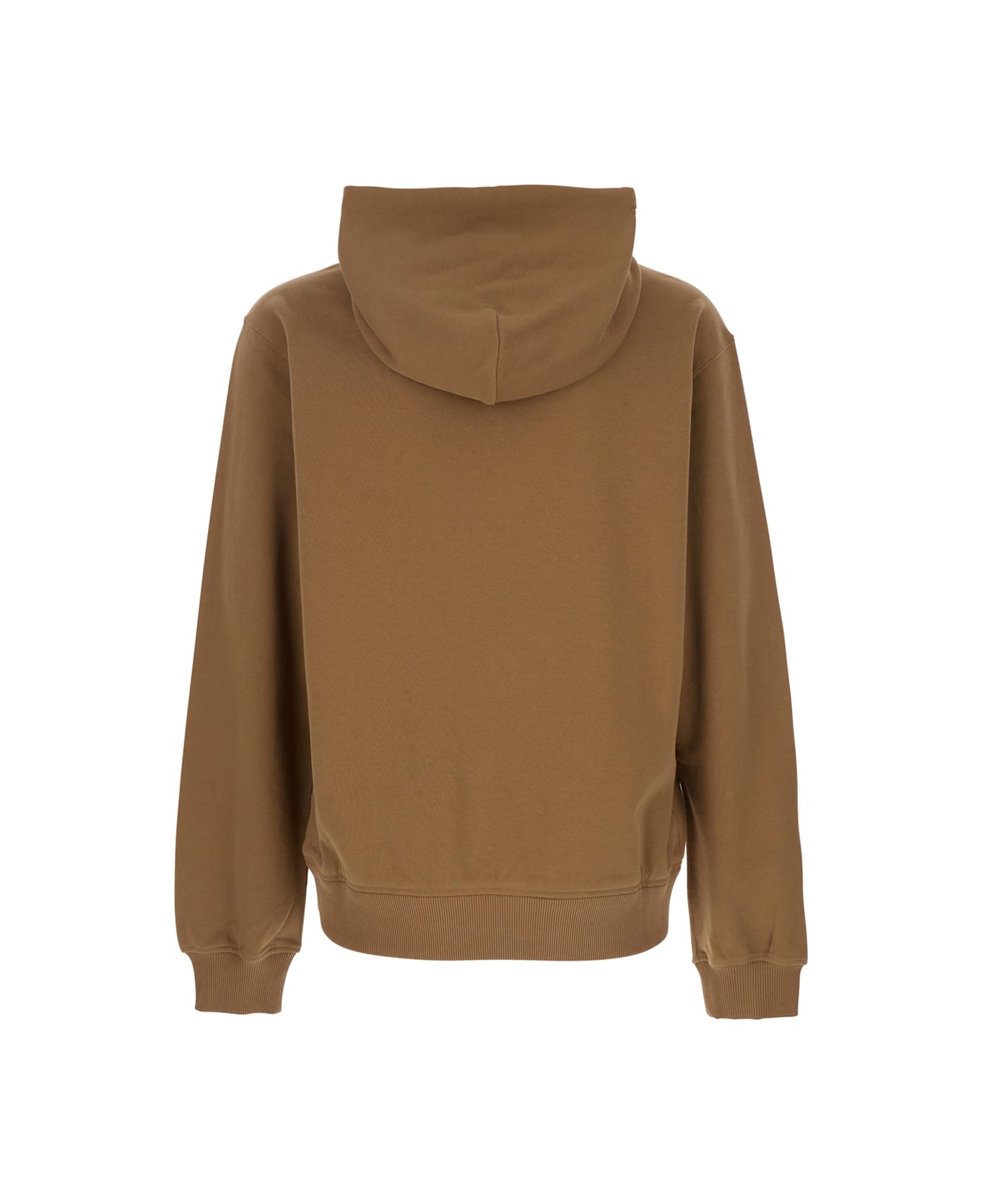 Dolce & Gabbana Beige Hoodie With Drawstring Hood And Logo Patch On The Front In Cotton Man - Beige