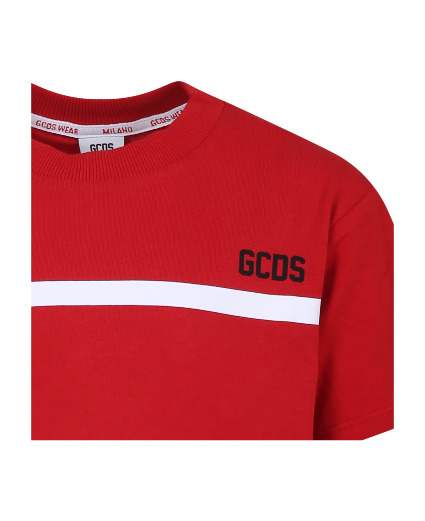 GCDS Mini Red T-shirt For Kids With Logo - Red