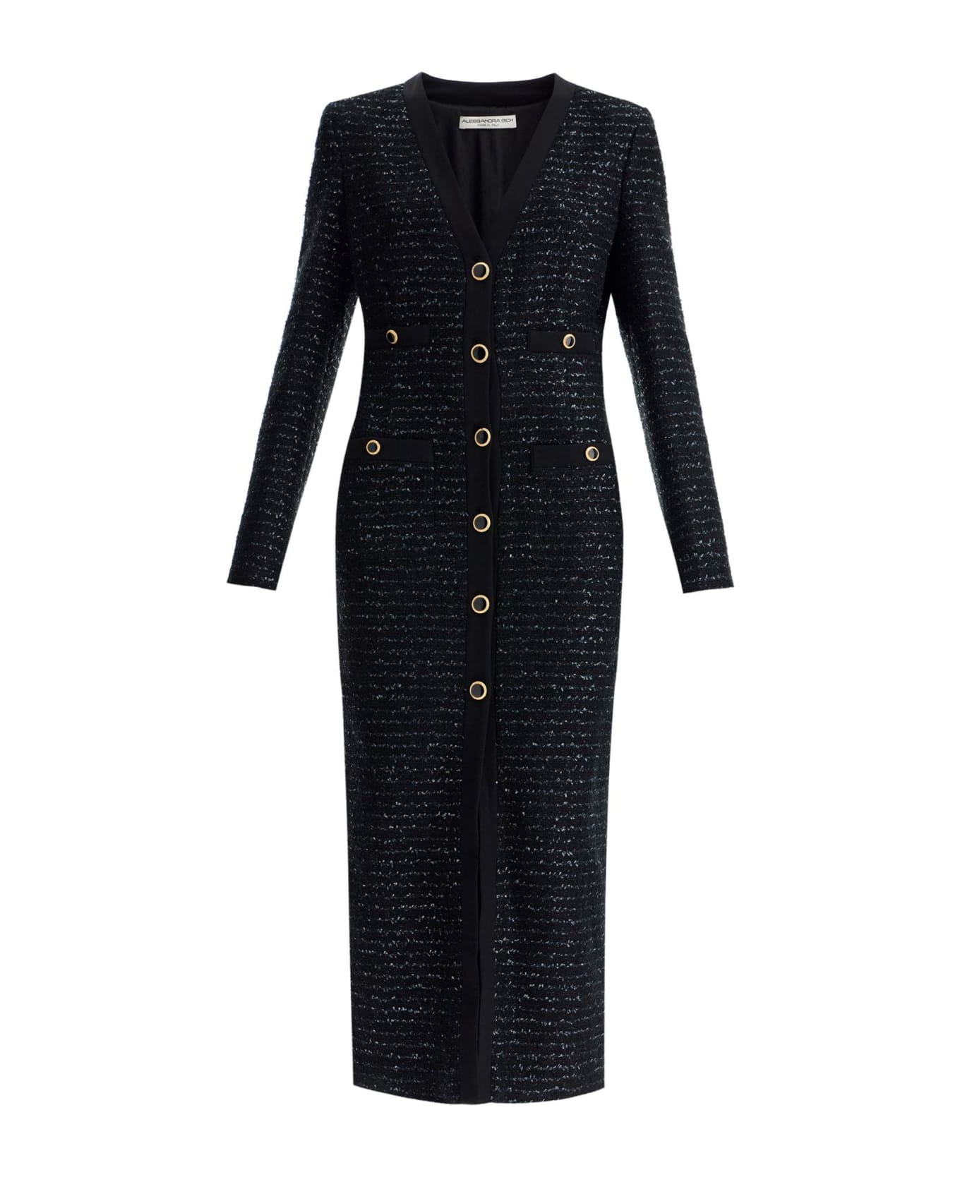 Alessandra Rich Midi Tweed Dress With Sequins - BLACK (Black)