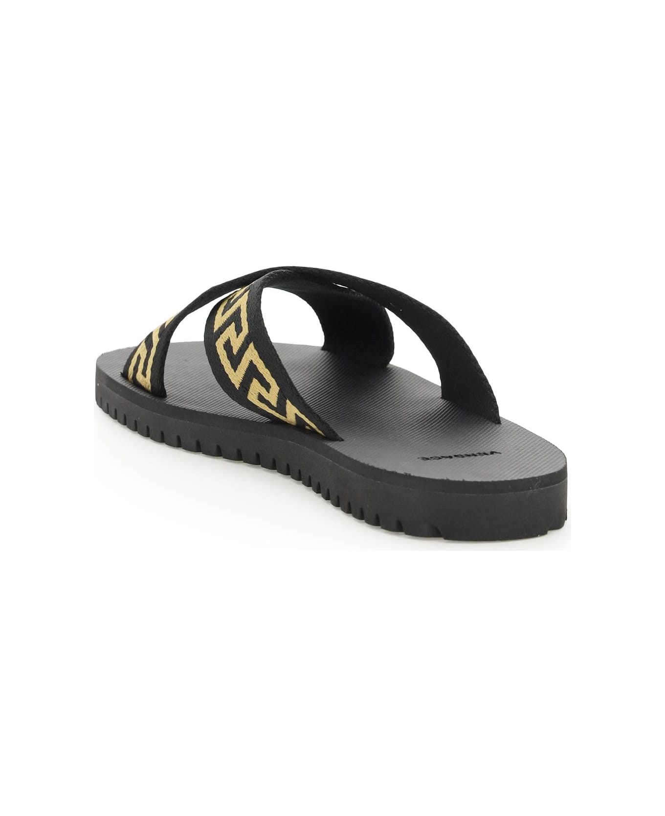 Versace Criss-crossed Greca Ribbon Sandals - Nero