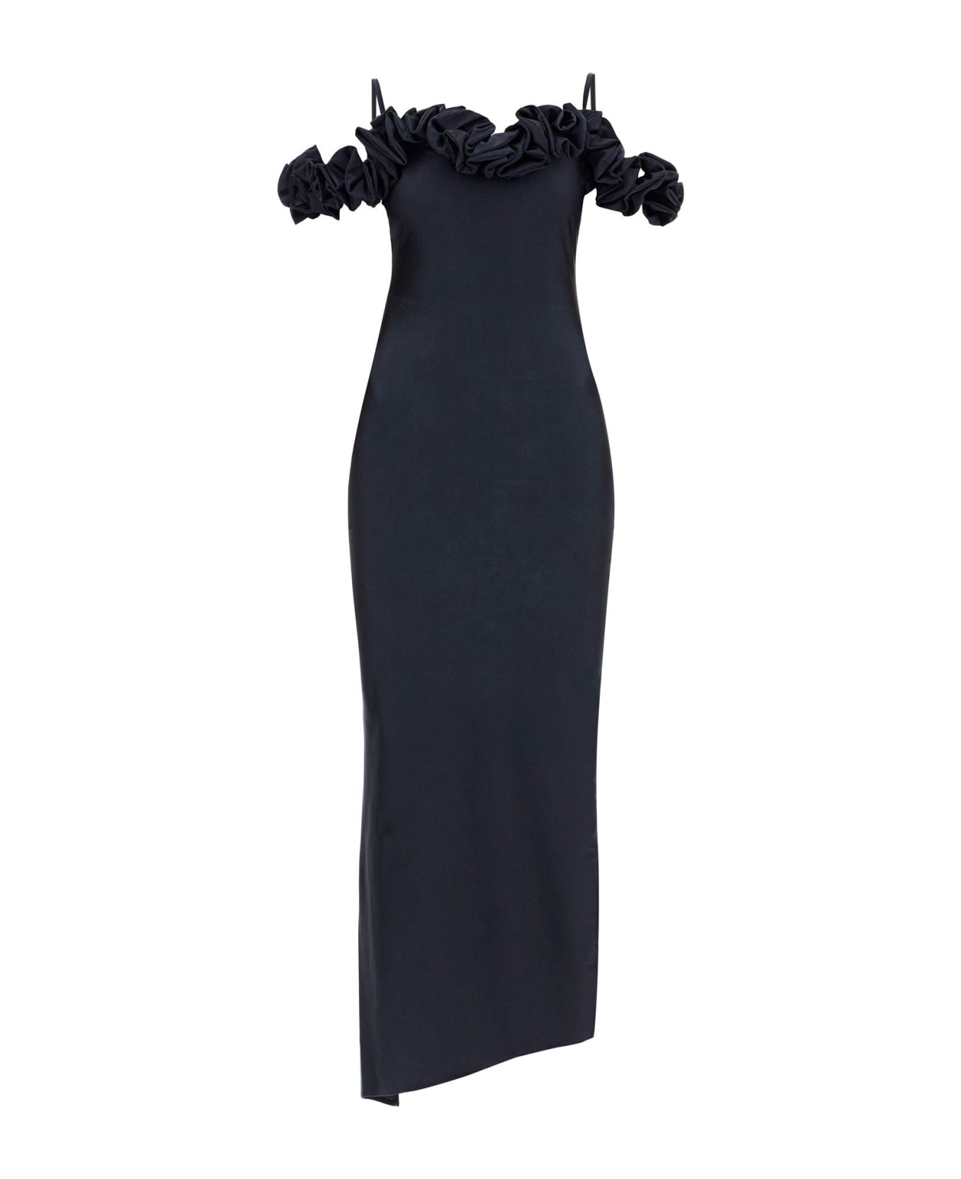Coperni Long Black Dress With Ruffles - BLACK (Black)