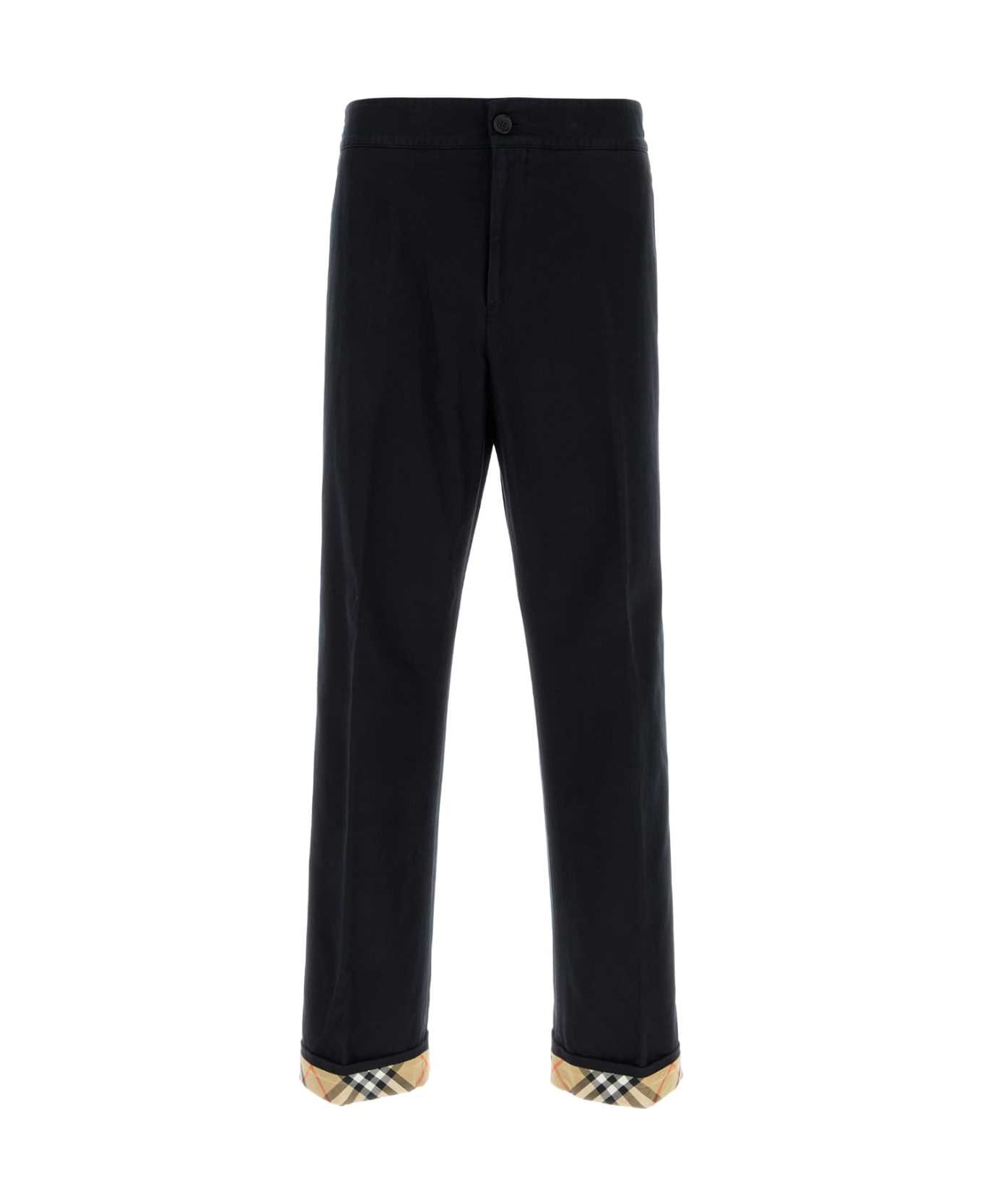 Burberry Navy Blue Gabardine Pant - NAVY