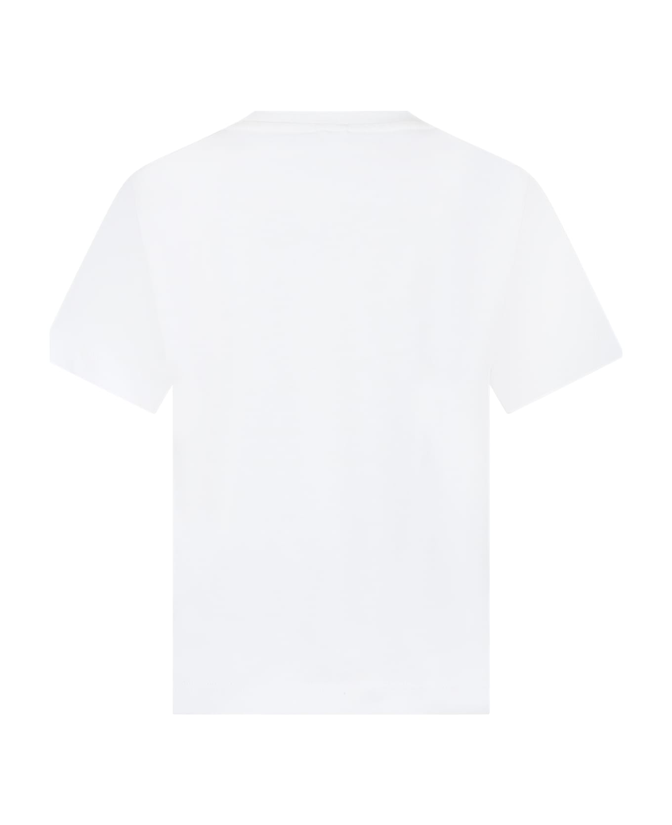 Stella McCartney Kids White T-shirt For Boy With Hamburger Print - White