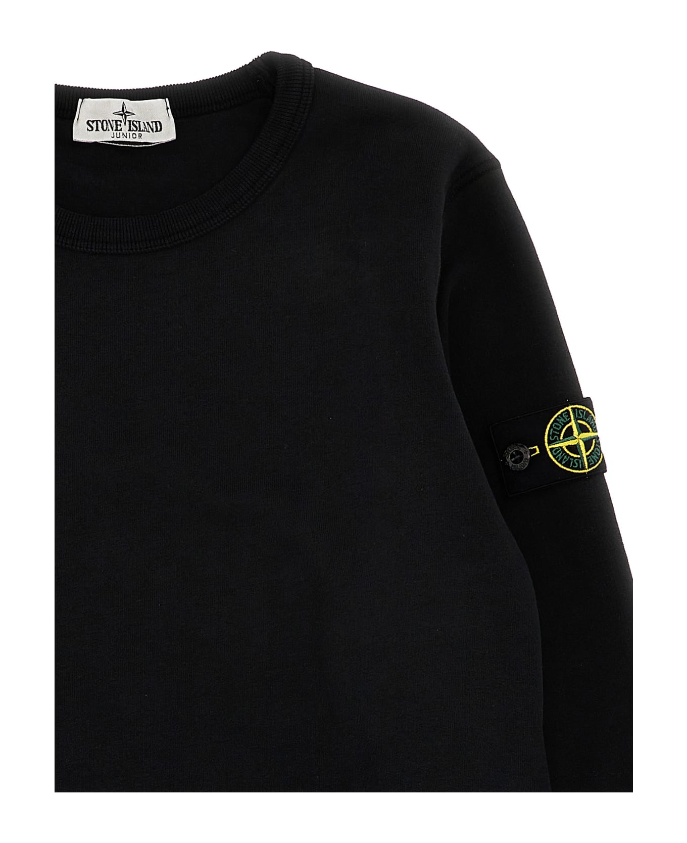 Stone Island Junior Logo Badge Sweatshirt - Black ニットウェア＆スウェットシャツ