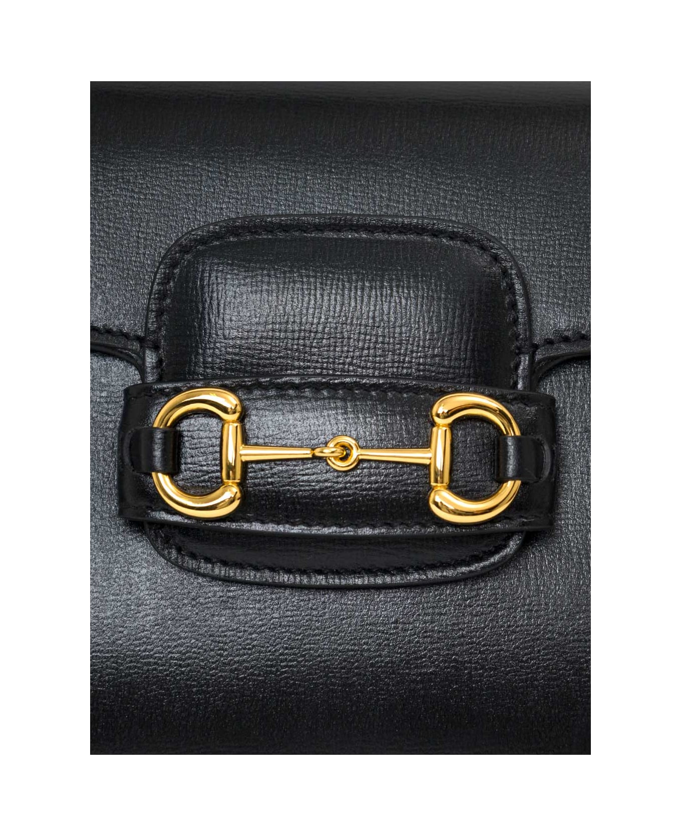 Gucci Woman's Horsebit 1955 Black Leather Crossbody Bag - Black トートバッグ