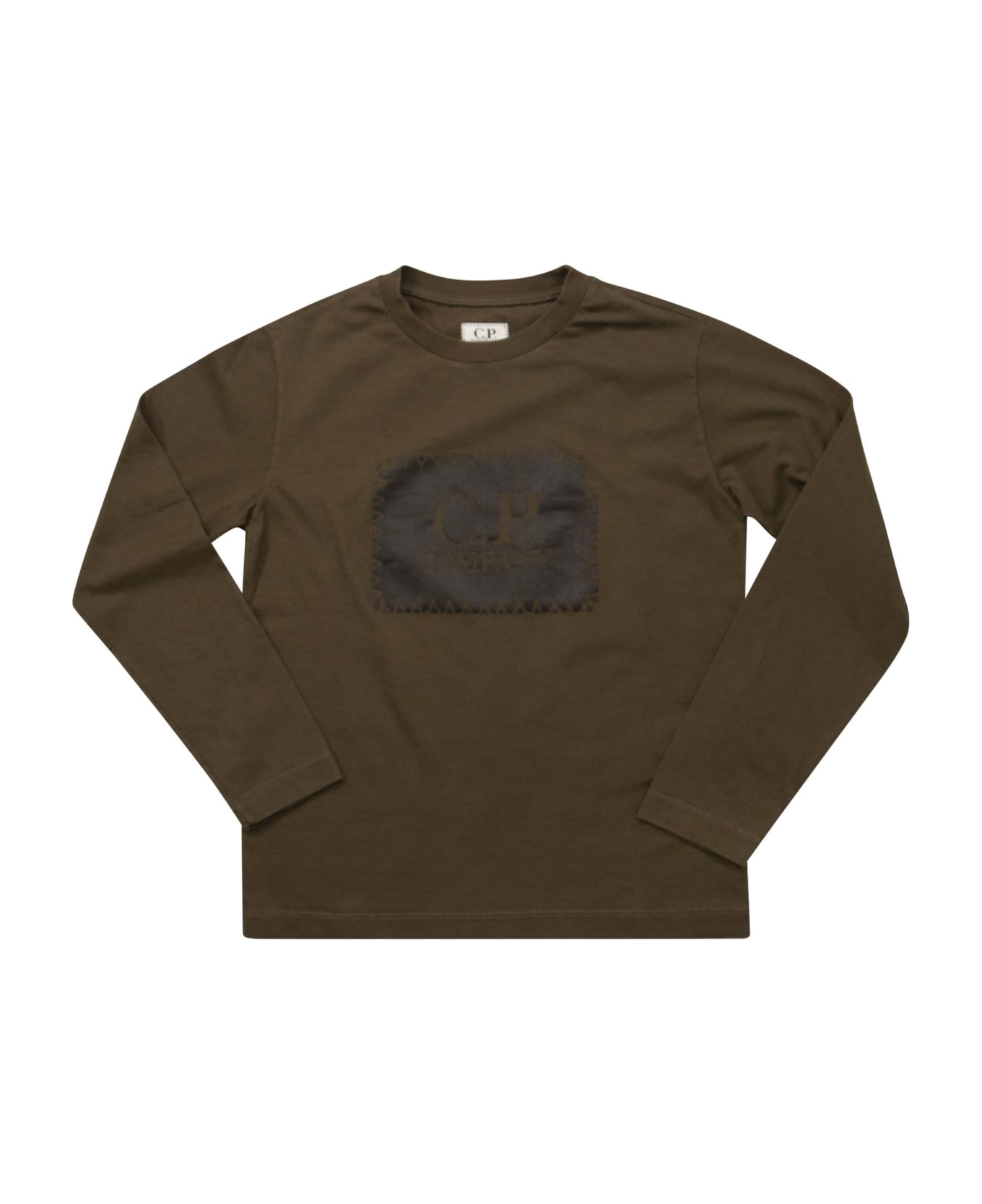 C.P. Company Logo Long Sleeved T-shirt - Forest Tシャツ＆ポロシャツ