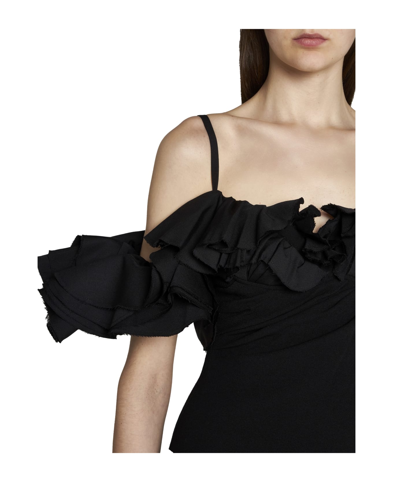 Jacquemus Duna Wool Frill Dress - Black ワンピース＆ドレス