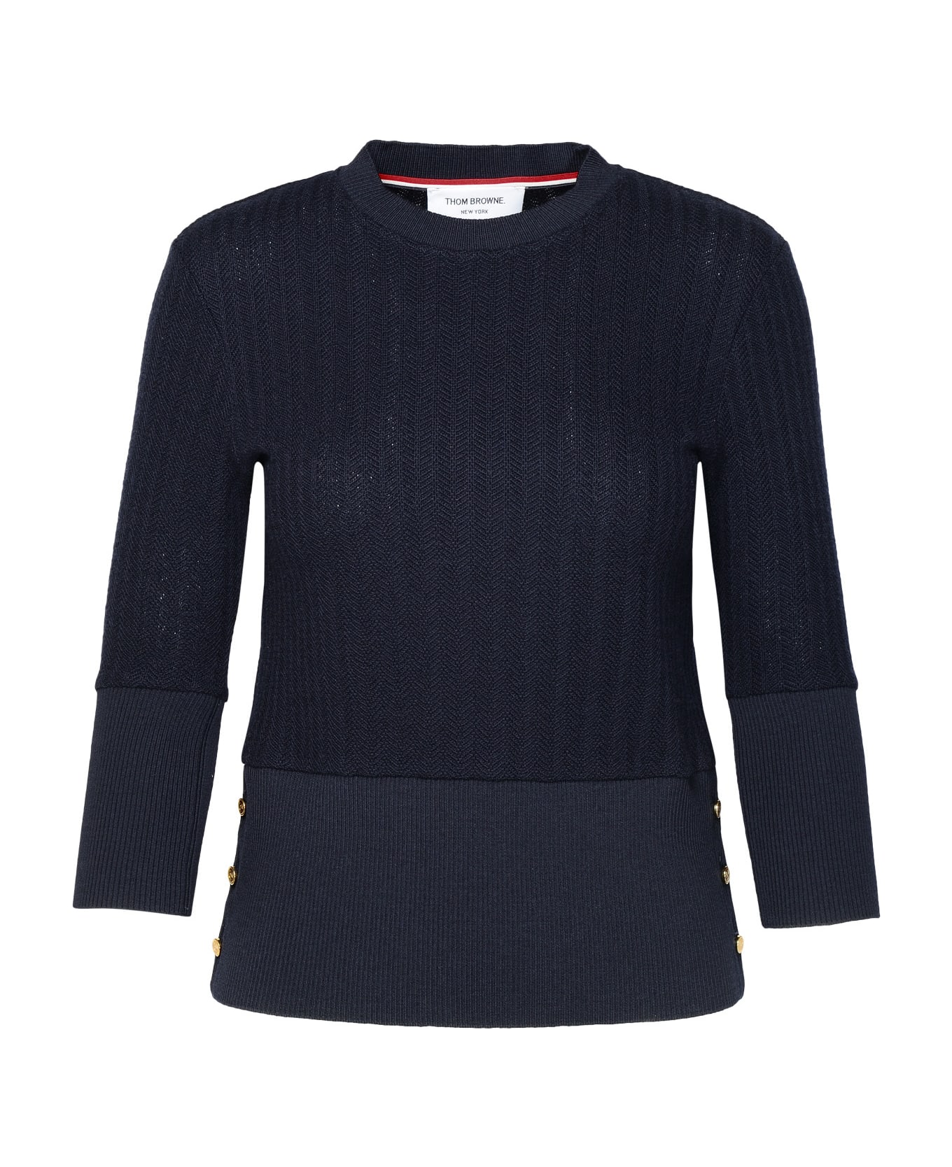 Thom Browne Navy Virgin Wool Sweater - Navy