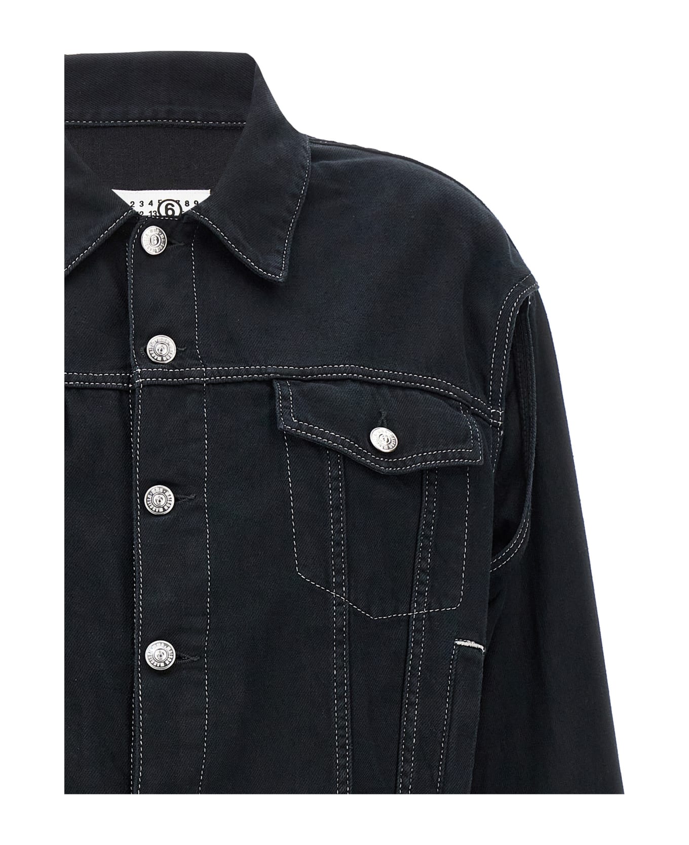 MM6 Maison Margiela Lurex Stitching Denim Jacket - Black  