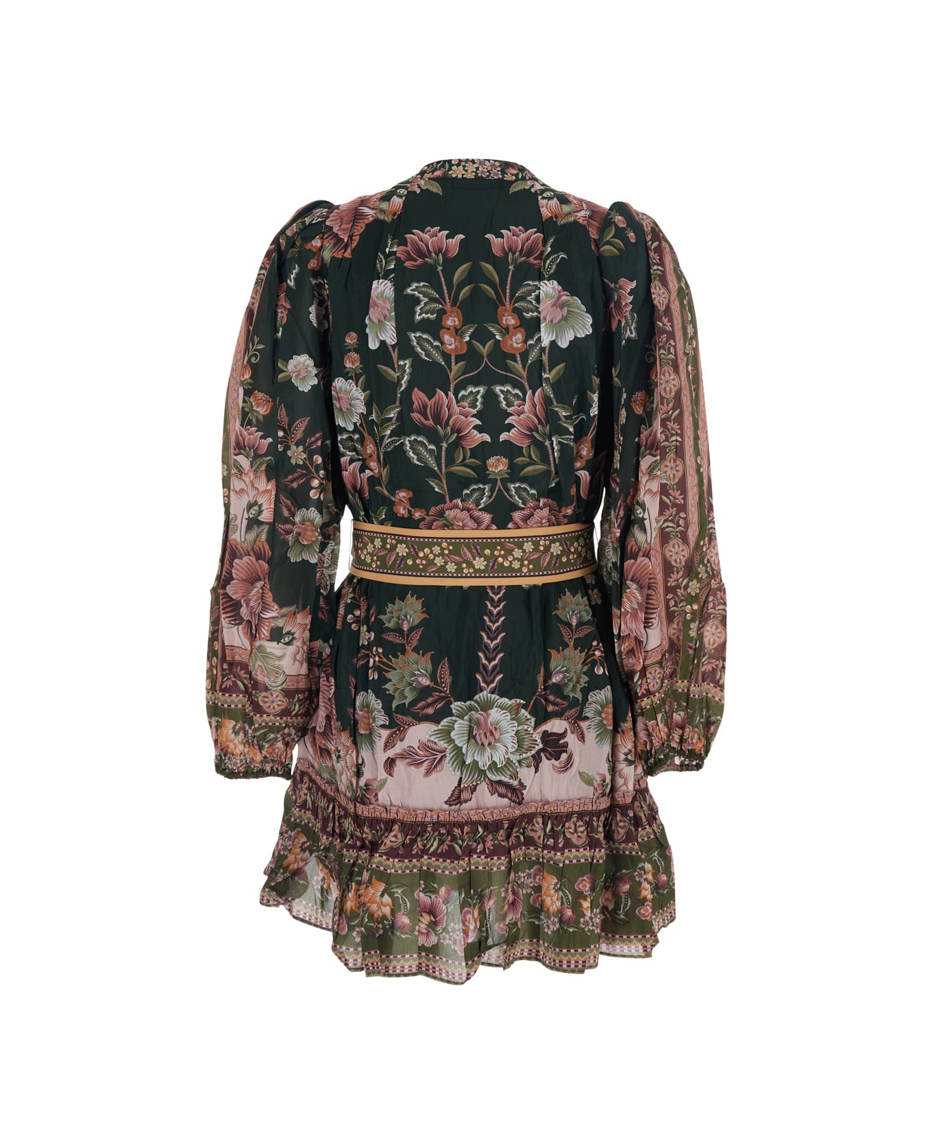 Farm Rio Flowering Garden Tree Green Mini Dress - Multicolor