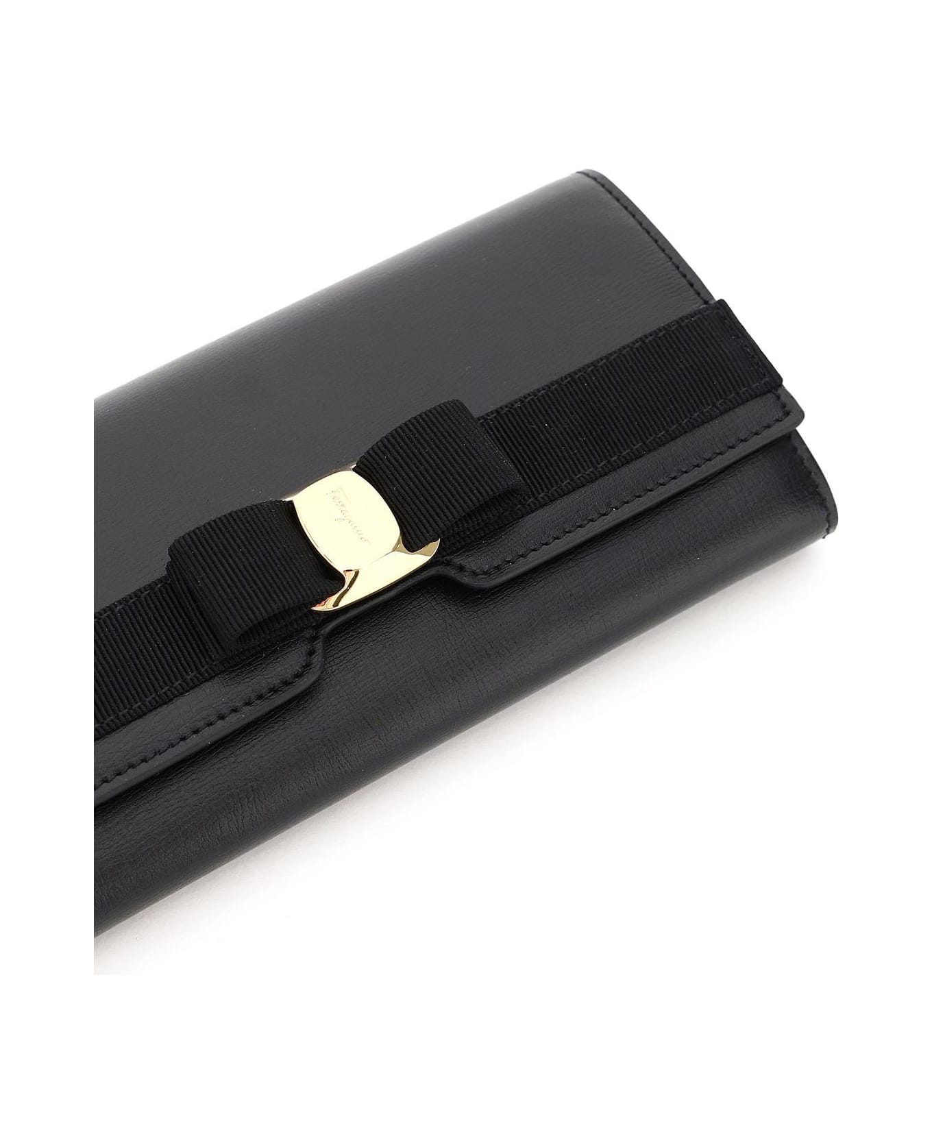 Ferragamo Vara Bow Continental Wallet - Black 財布