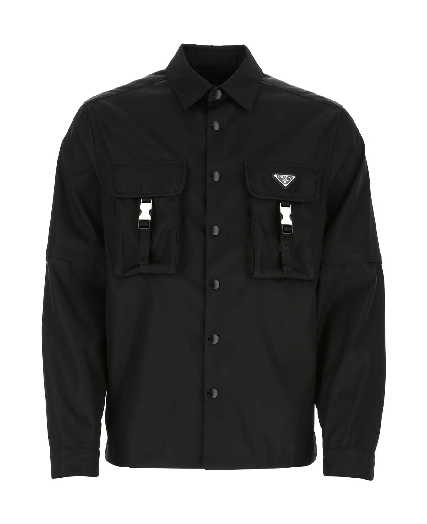 プラダ Re-Nylonインサート付きブラックスウェットシャツ Prada Black Re-nylon Shirt | italist