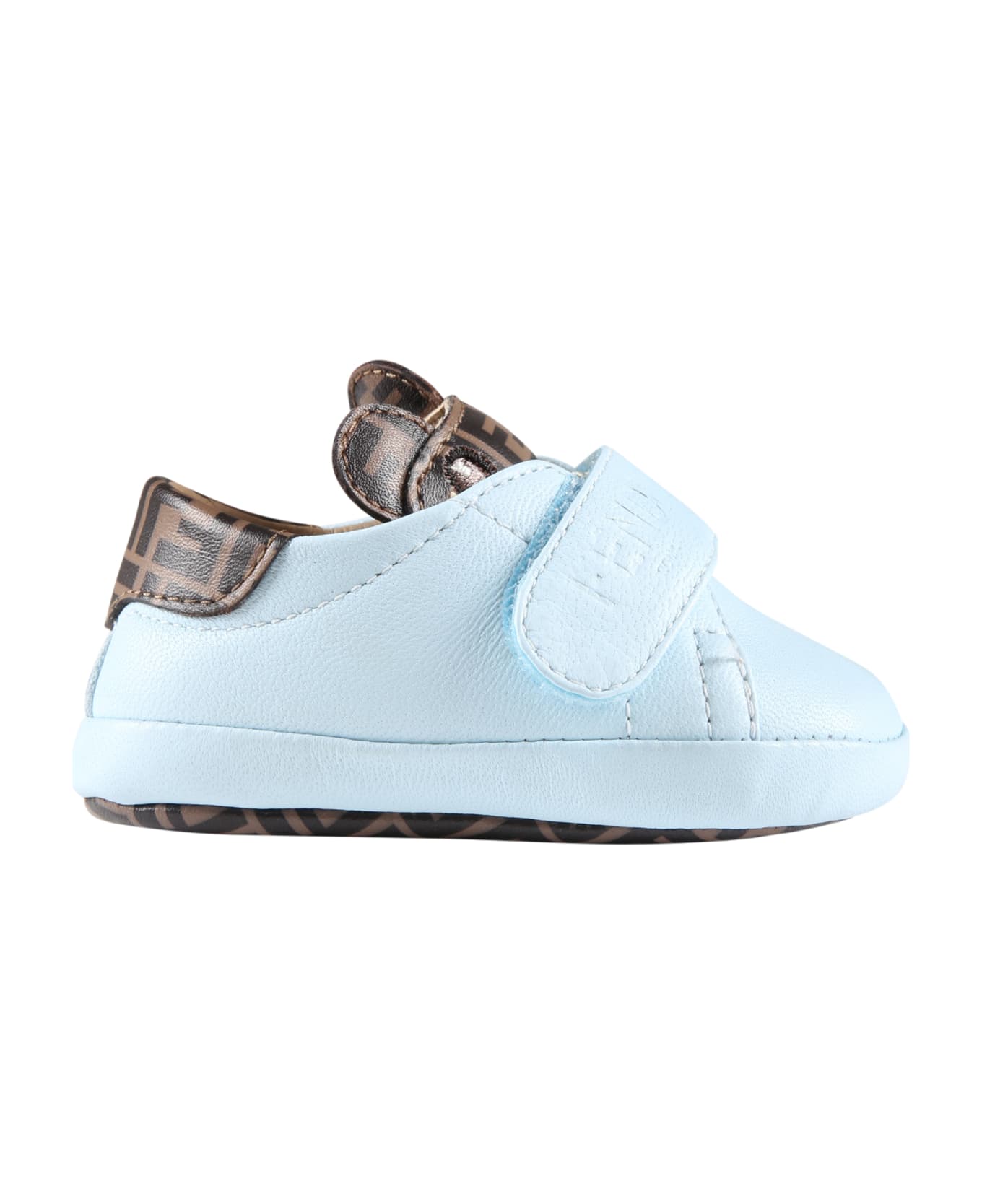 Fendi Light-blue Sneakers For Baby Boy With Bear And Ff - Light Blue