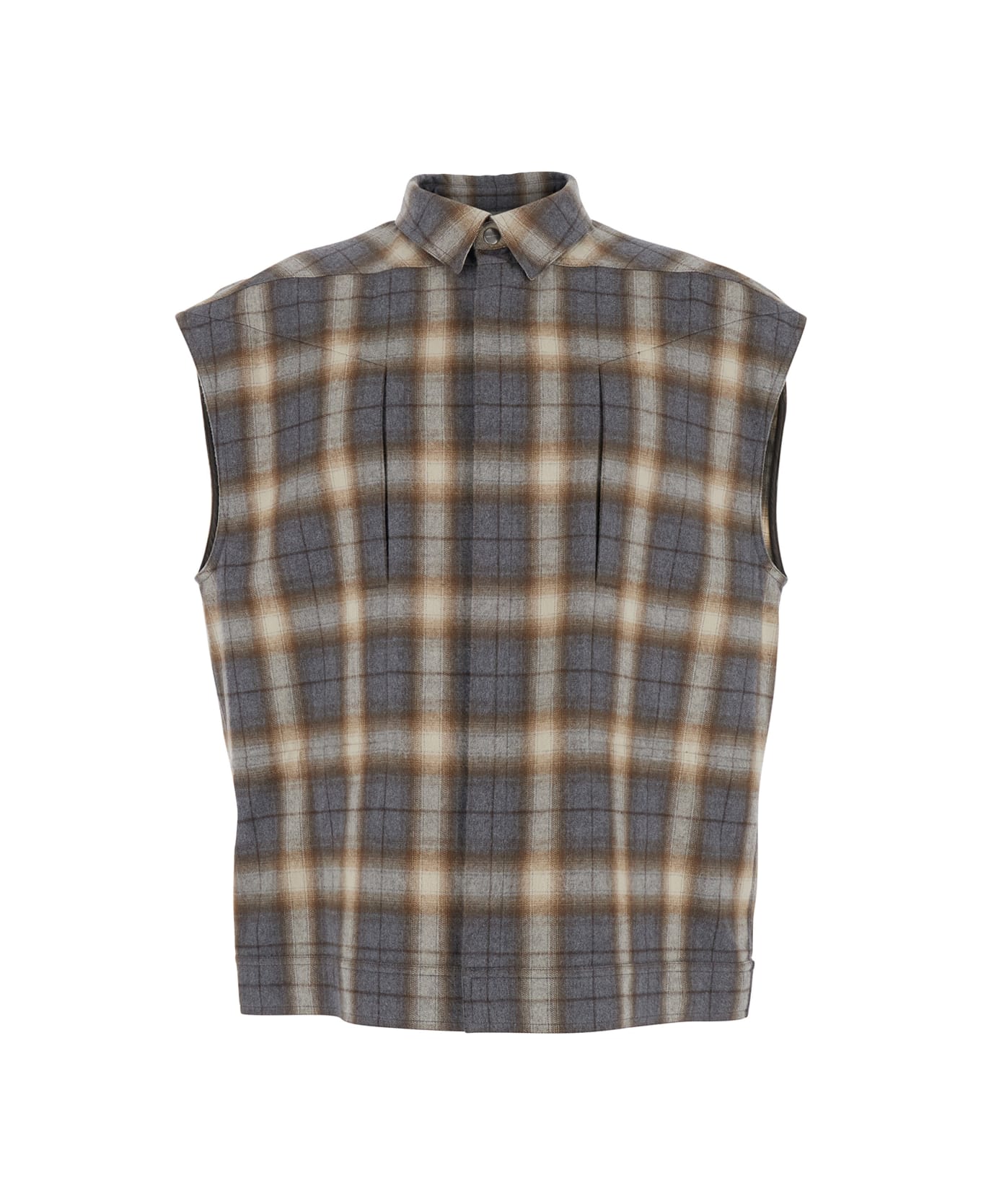 Rick Owens Grey Sleeveless Jacket With All-over Striped Motif In Cotton Man - Grey