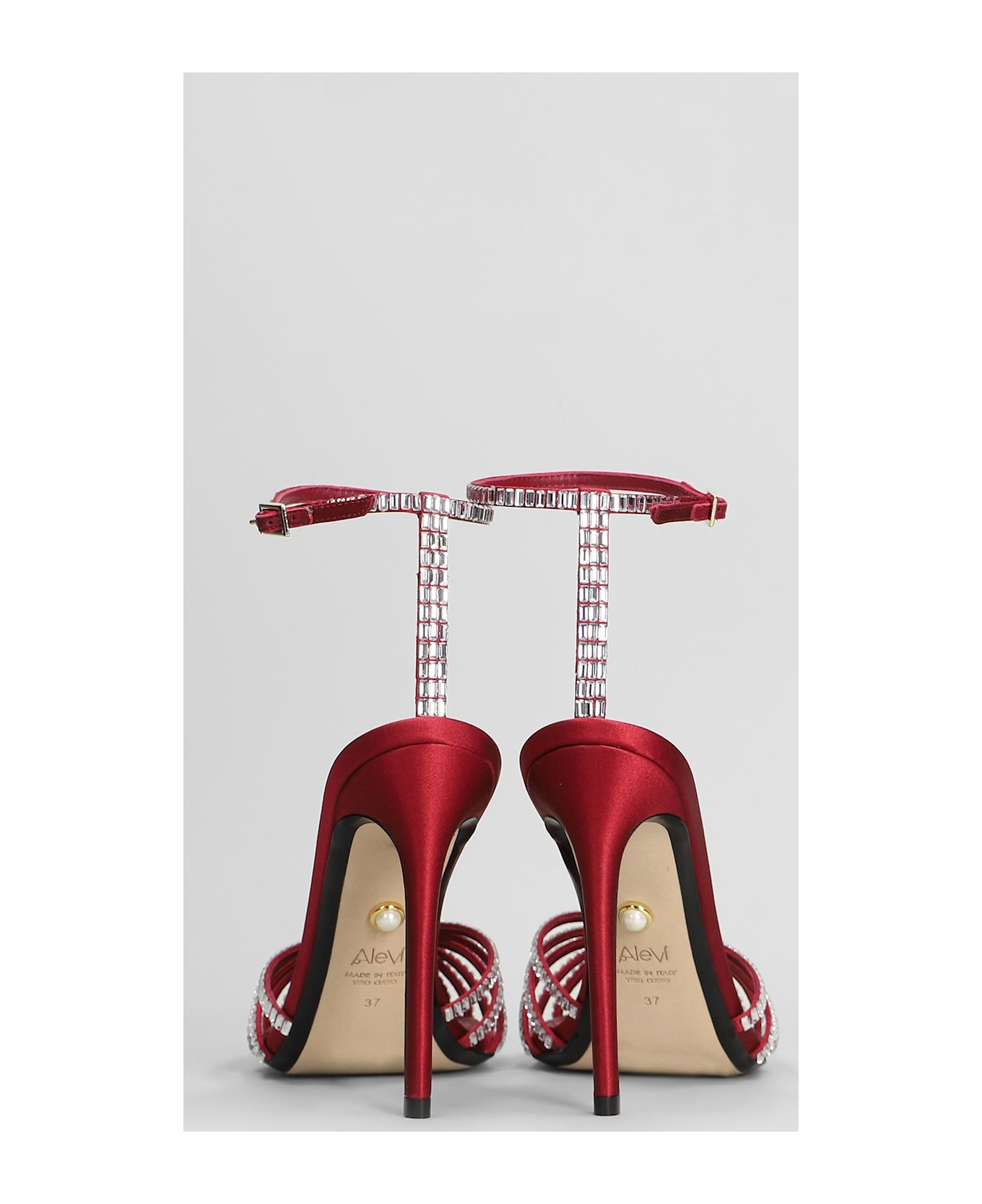 Alevì Penelope 110 Sandals In Red Satin - red